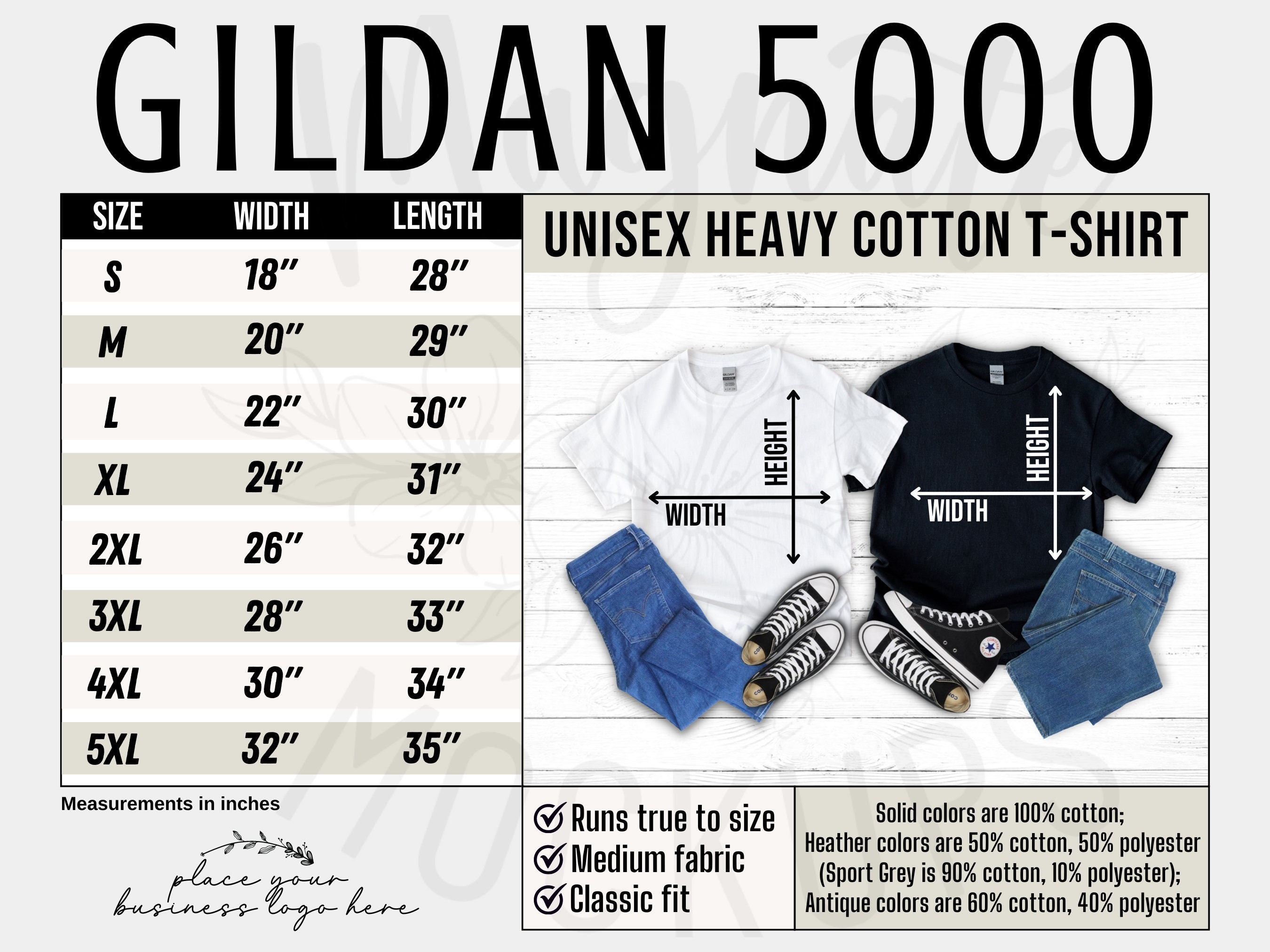 Size chart unisex