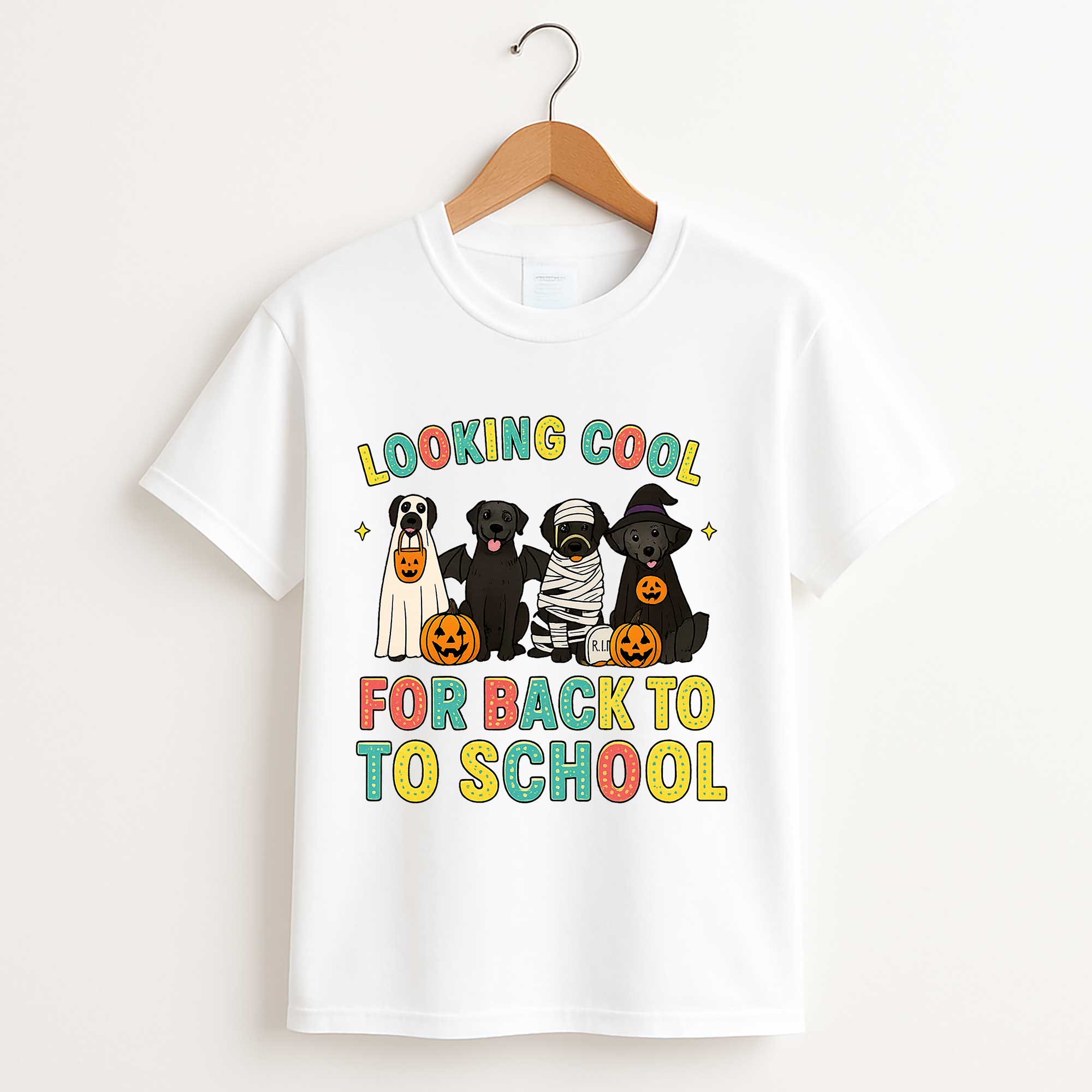 Black Labrador Halloween T Shirt – Ghost Dog Back to School Graphic Tee