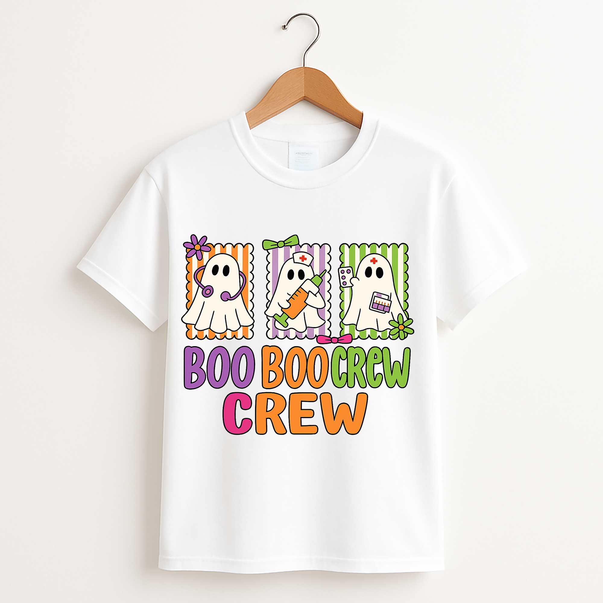 Boo Boo Crew Halloween Nurse T Shirt – Funny Ghost ER Nurse Graphic Tee