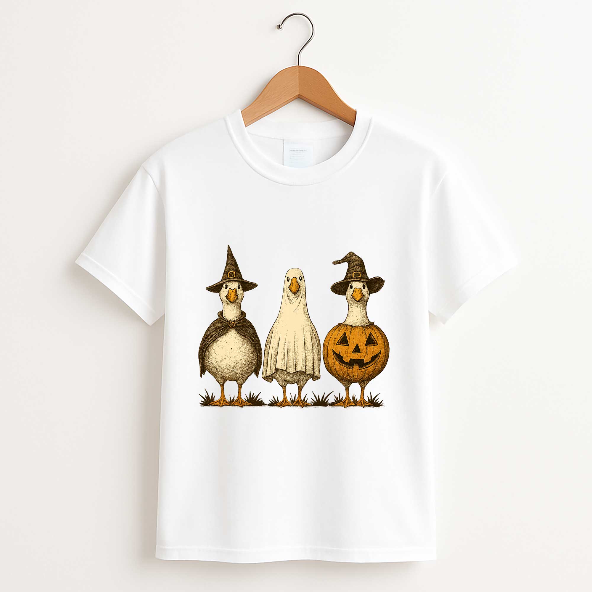 Boo Ghost Goose T Shirt – Funny Halloween Skeleton Goose Pumpkin Tee