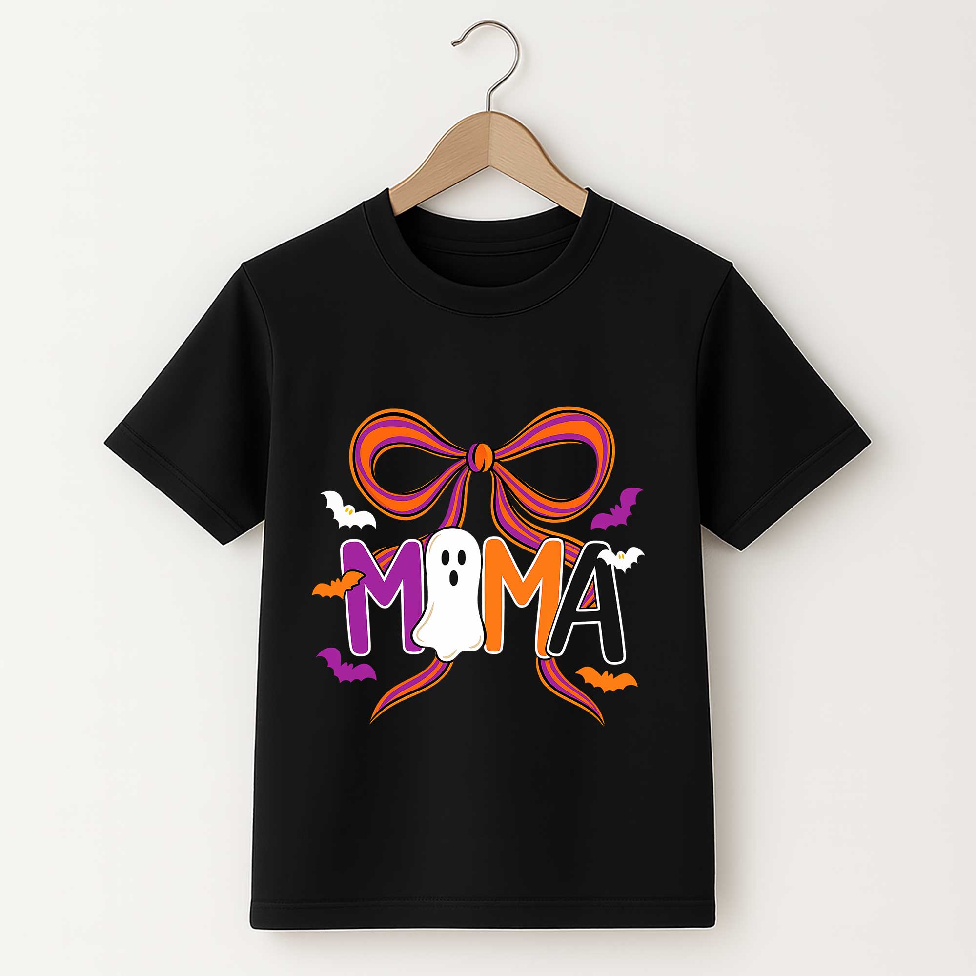 Boo Mama Halloween T Shirt – Cute Ghost Bow Preppy Spooky Season Tee