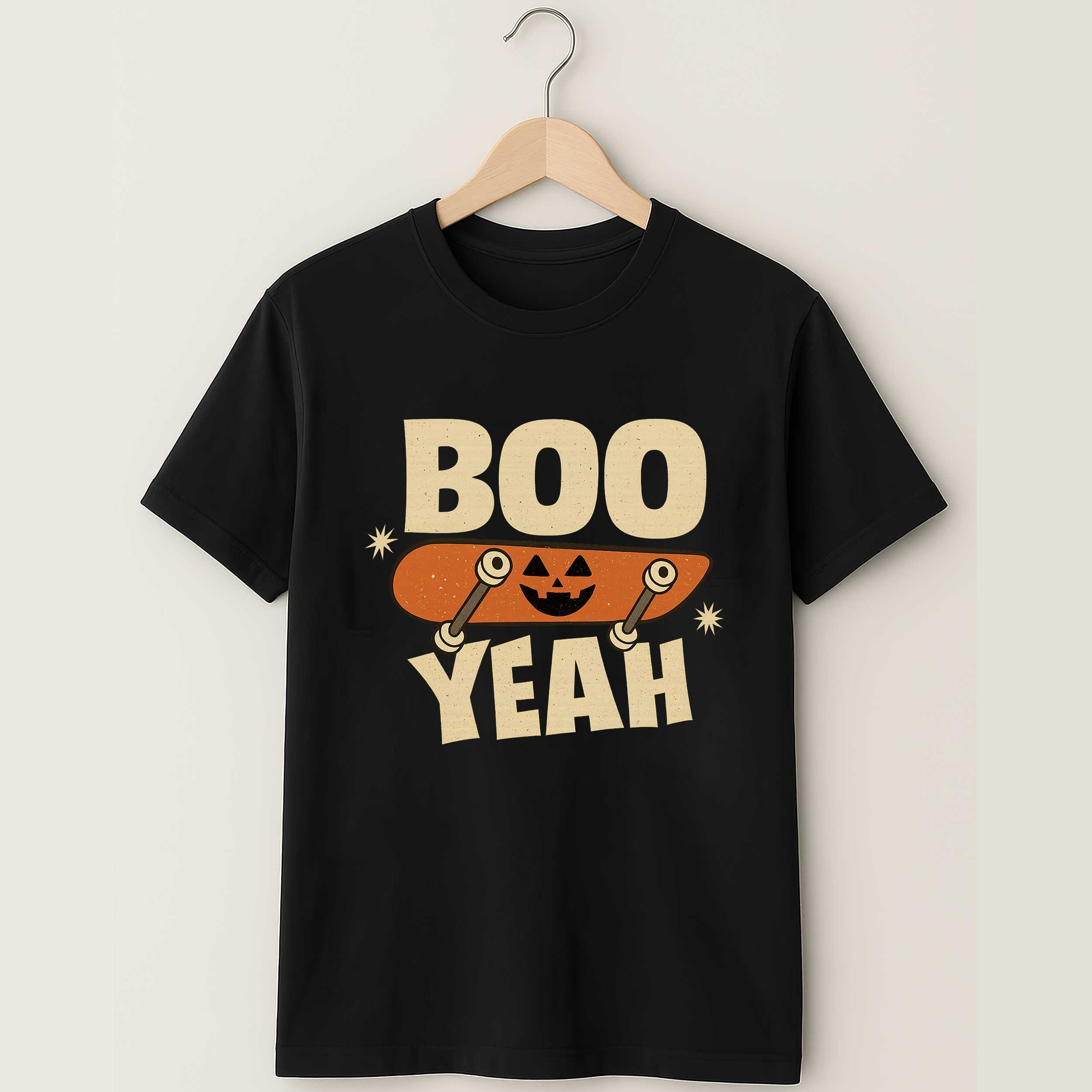 Boo Yeah Skateboard Halloween Shirt Funny Pumpkin Fall T-shirt