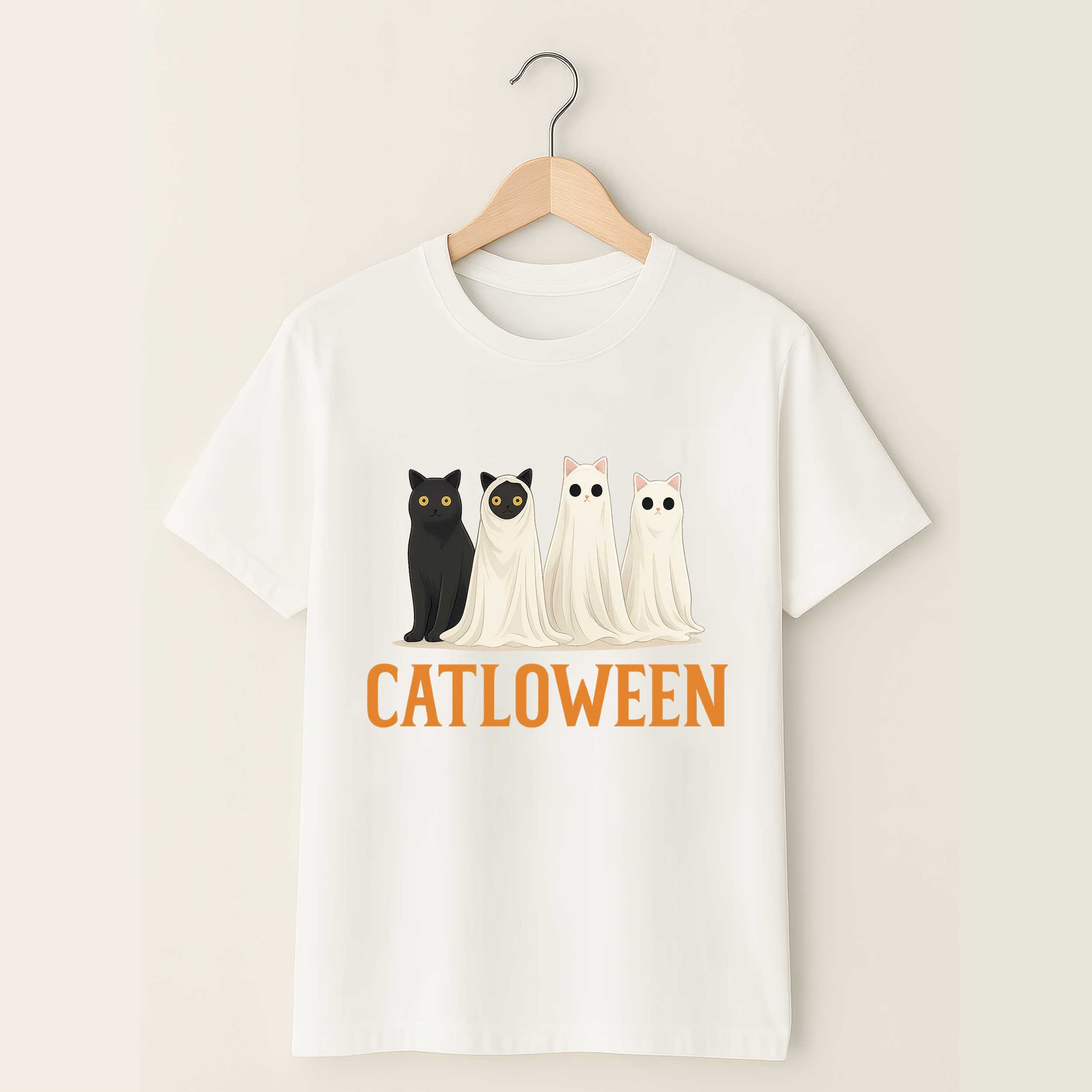 Catloween Halloween Cat Shirt Spooky Ghost Cats Tee For Cat Lovers