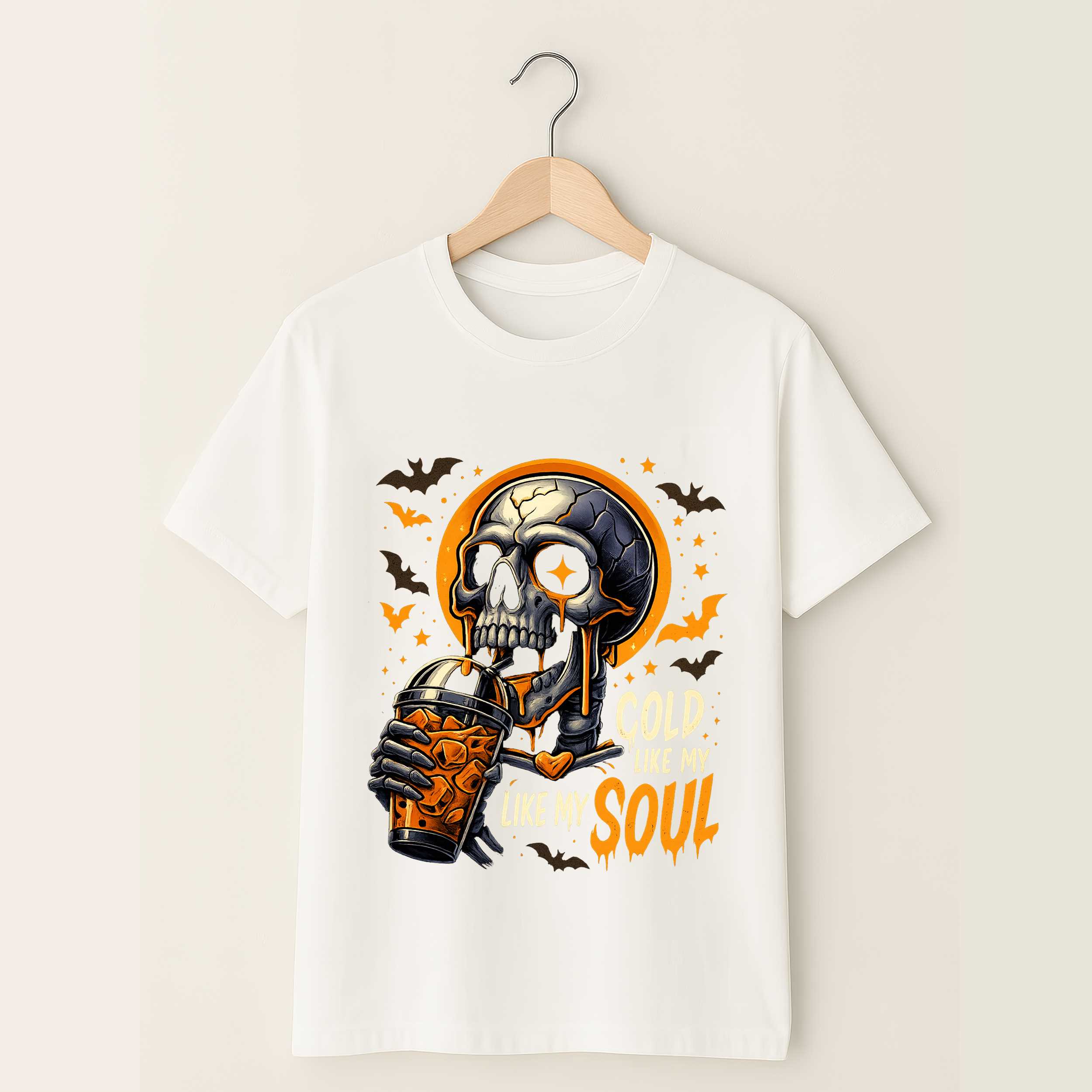 Cold Like My Soul Skeleton Shirt Retro Halloween Spooky Skull Tee