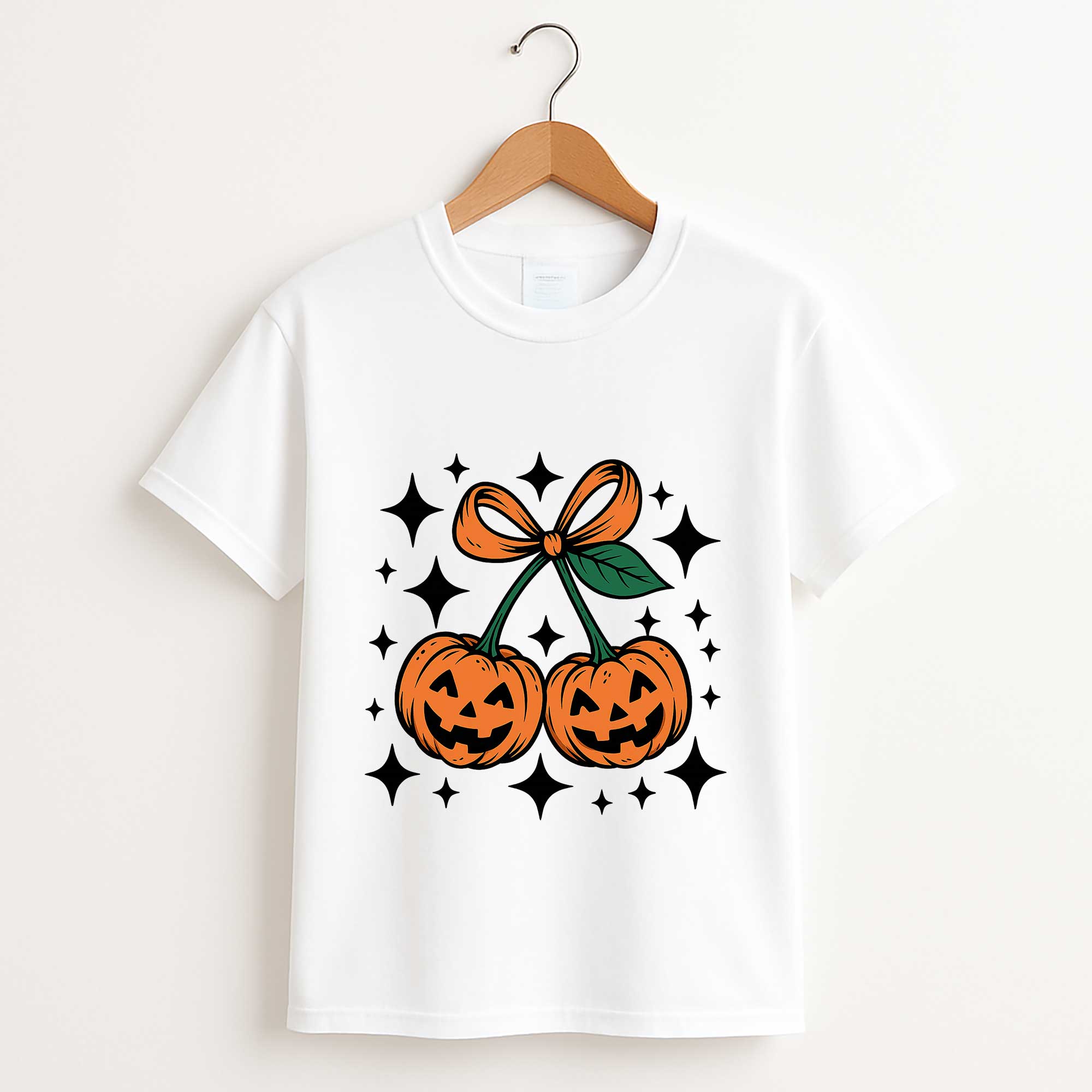 Cute Pumpkin Cherries T Shirt – Retro Autumn Coquette Bow Graphic Tee
