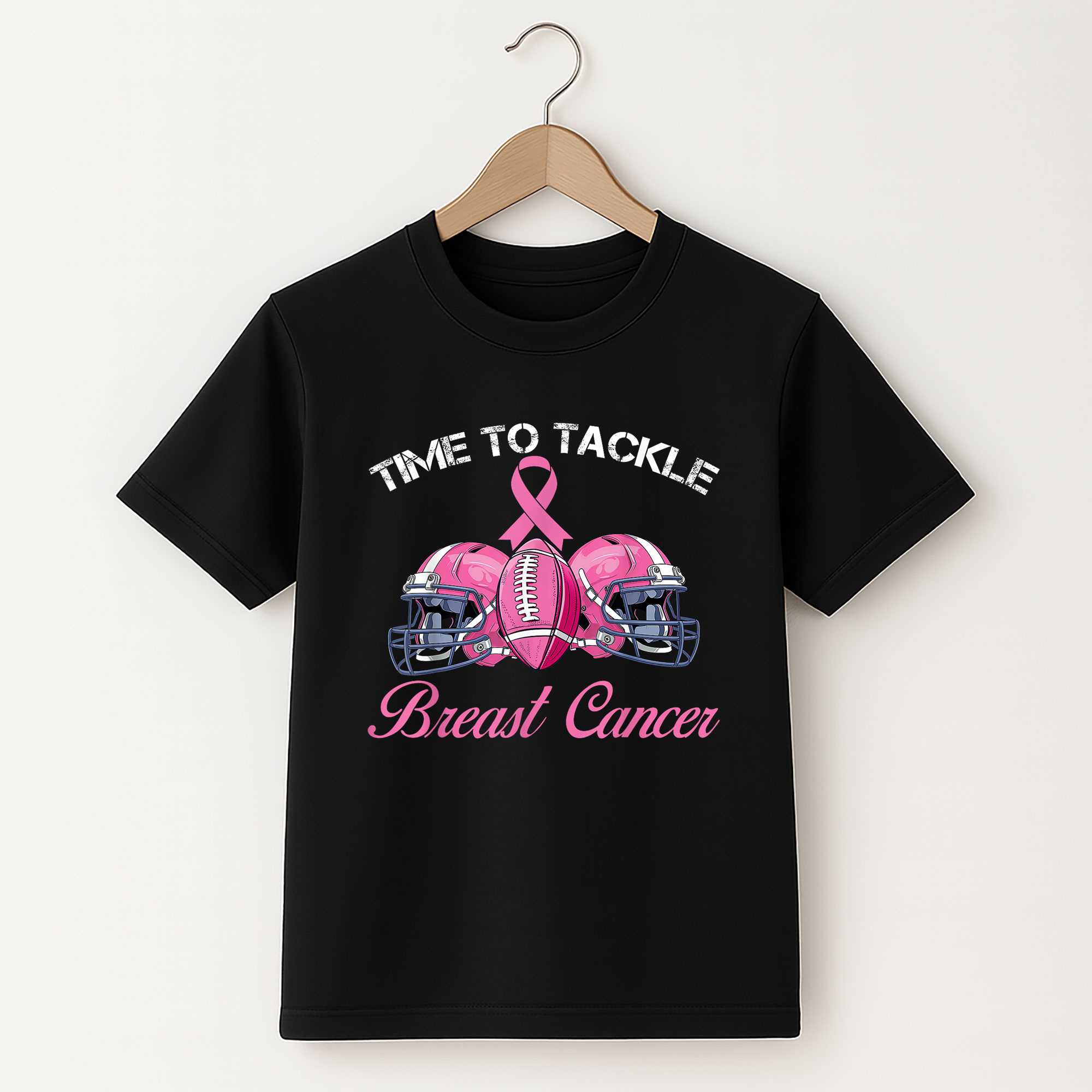 Football Survivor Time To Tackle Breast Cancer Awareness T-shirt
