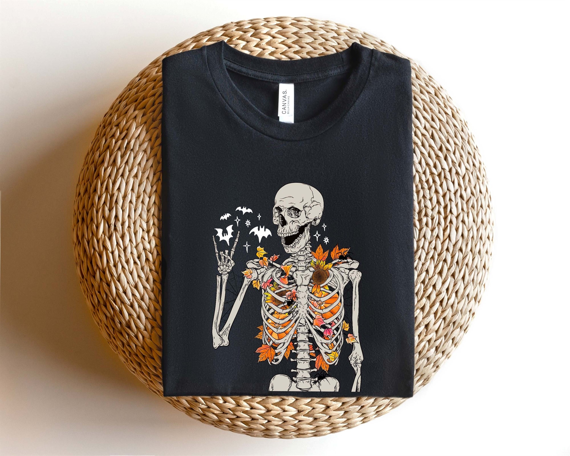 Funny Skeleton Halloween T-shirt Cute Spooky Graphic Tee For Women
