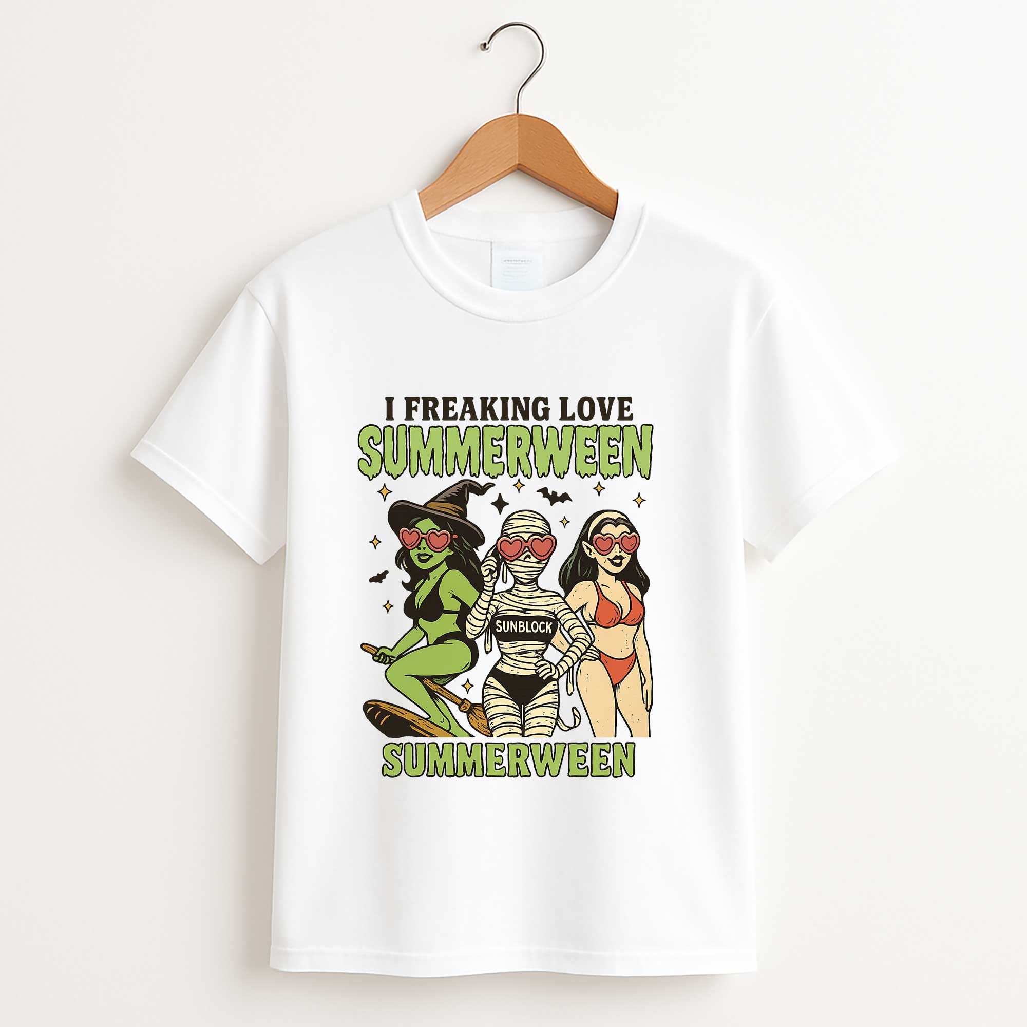 Funny Summerween T Shirt – Spooky Beach Girls Halloween in Summer Graphic Tee