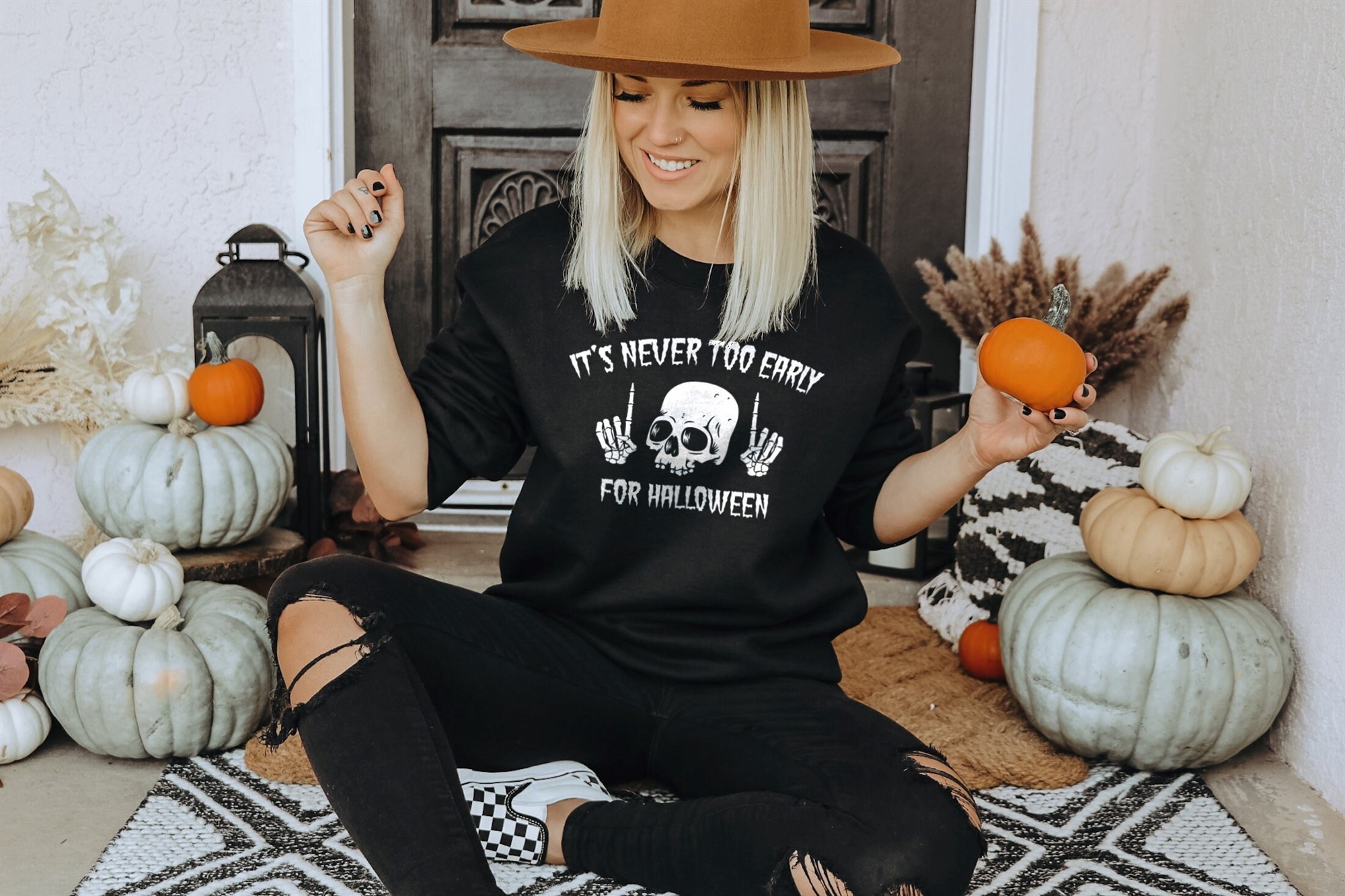 Goth Halloween T-shirt Skull Graphic Tee Alternative Womens Spooky Shirt
