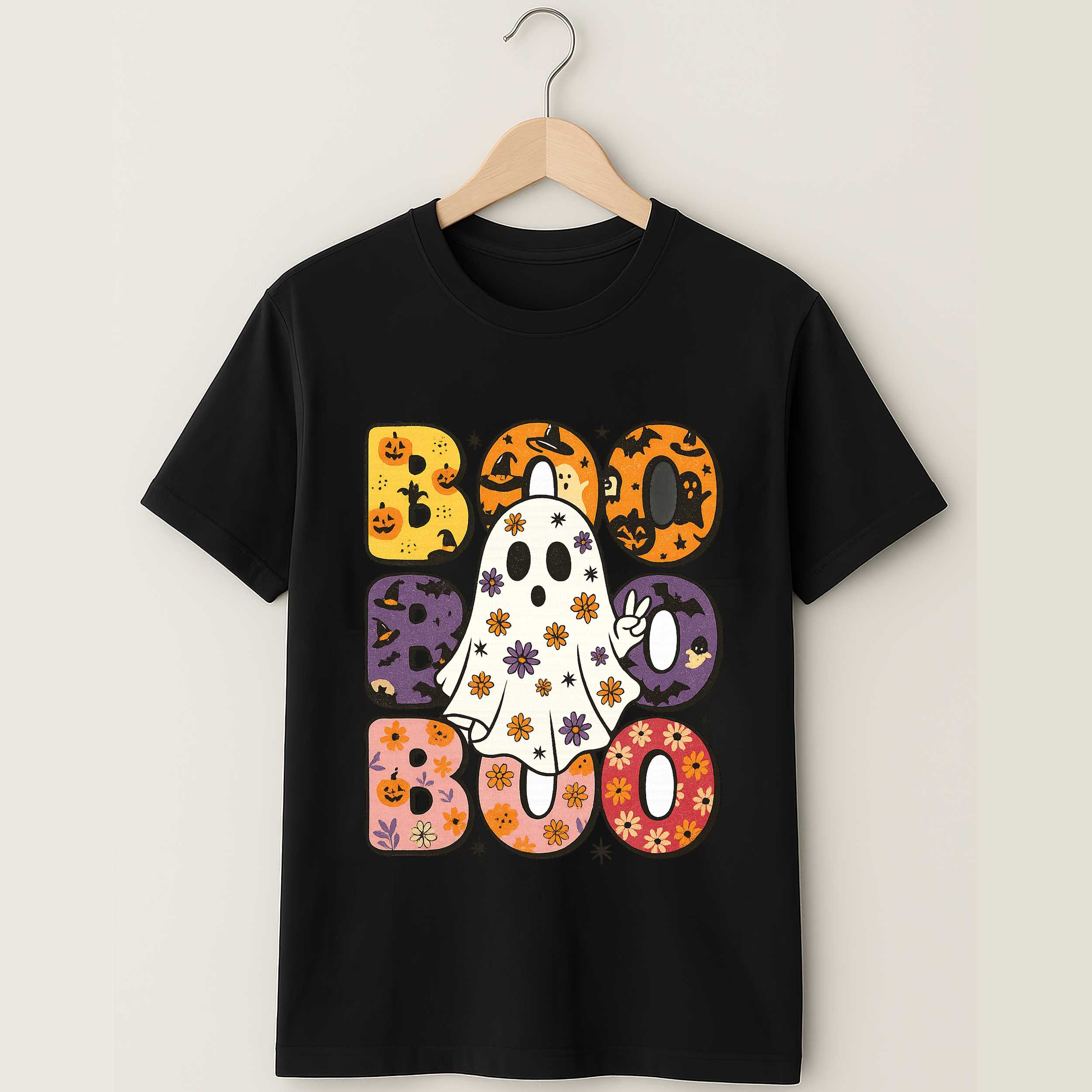 Halloween Ghost Pumpkin Cat Shirt Retro Fall T-shirt