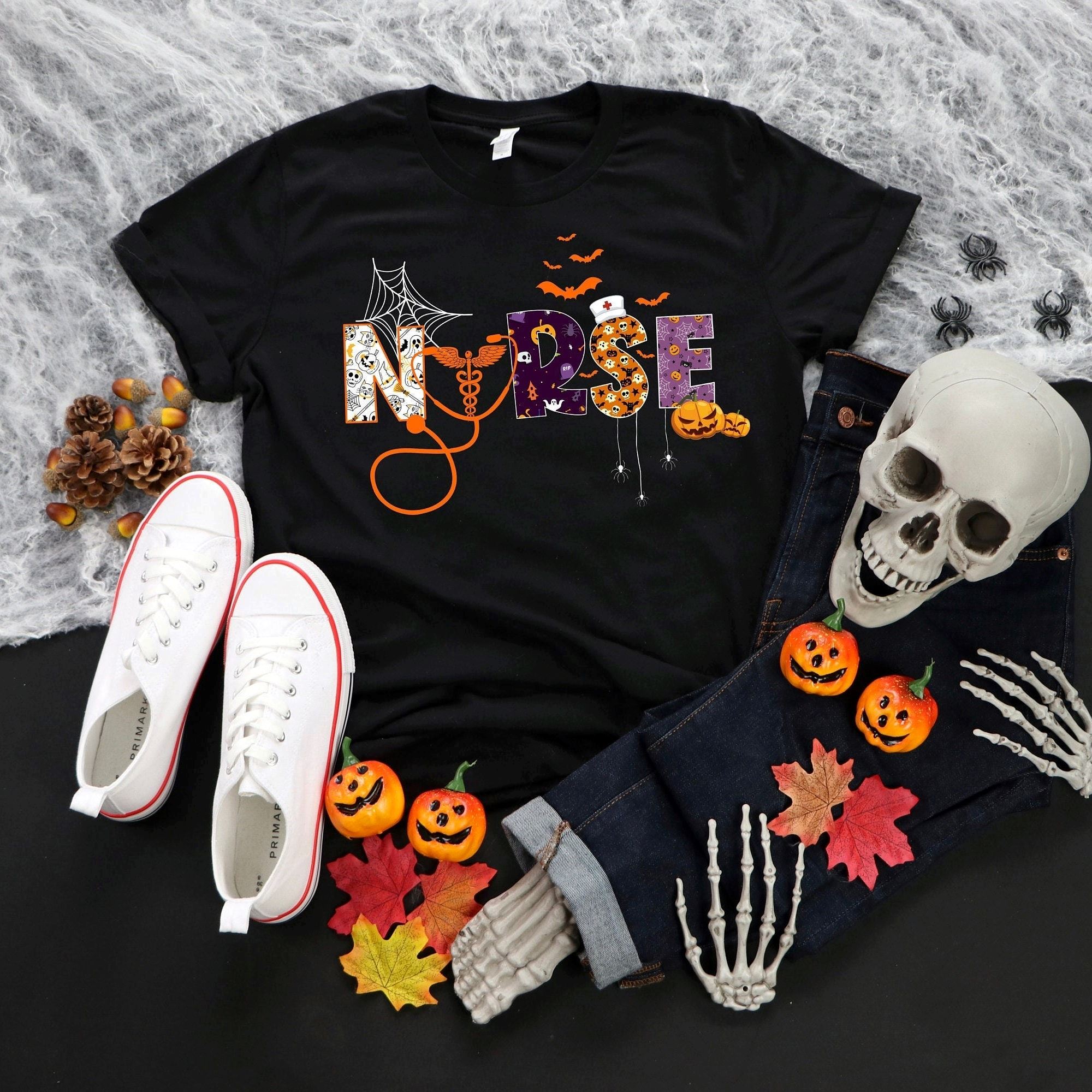 Halloween Nurse T-shirt Cute Nursing Fall Shirt Spooky Nurse Graphic Tee