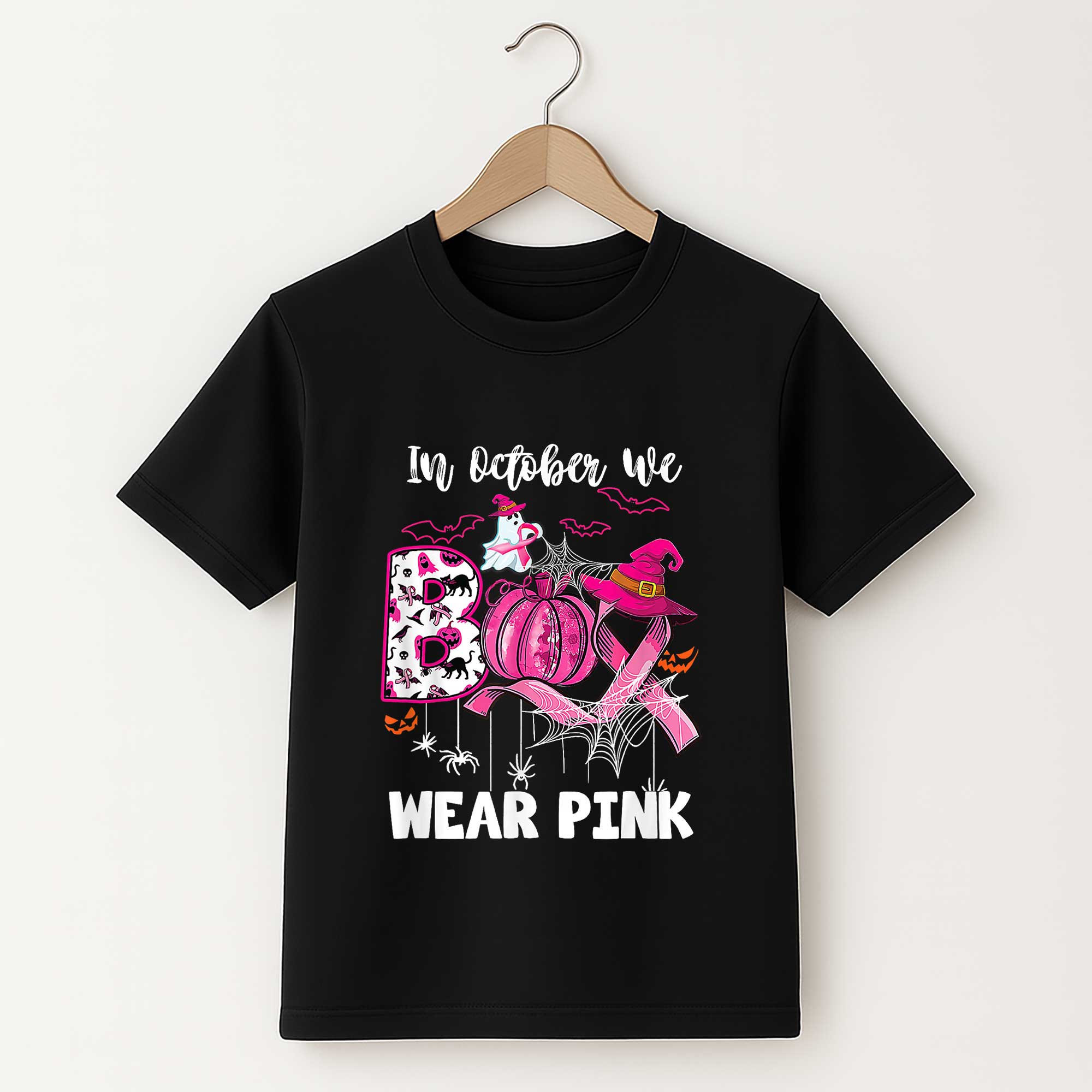 In October We Wear Pink Boo Shirt – Halloween T-Shirt