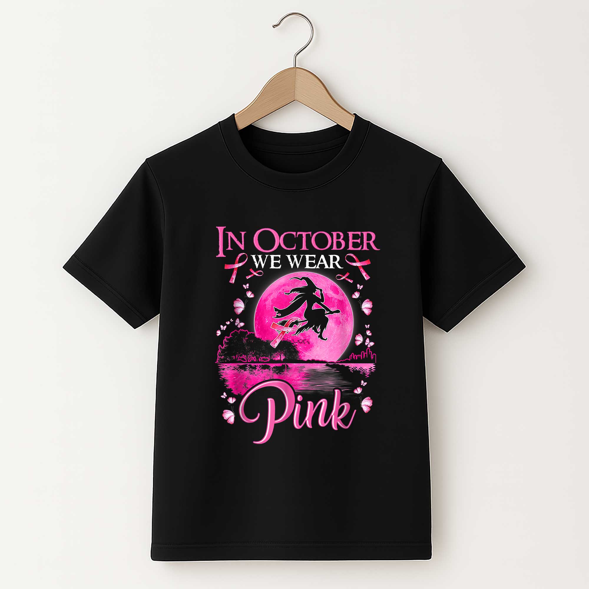 In October We Wear Pink Halloween Shirt – Breast Cancer Tee