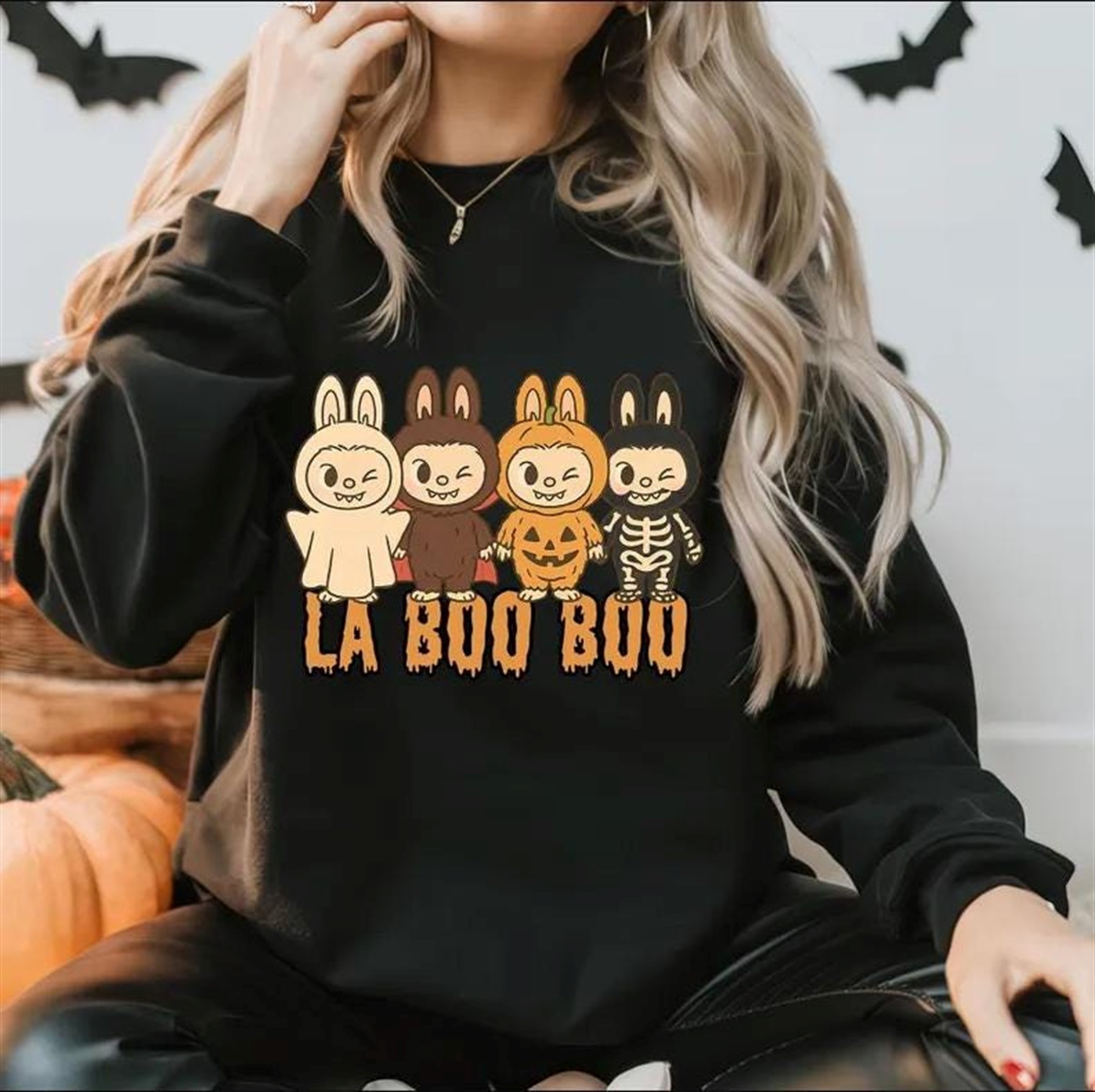 Labubu Halloween T-shirt Spooky Cartoon Character Graphic Tee Gift For Fans