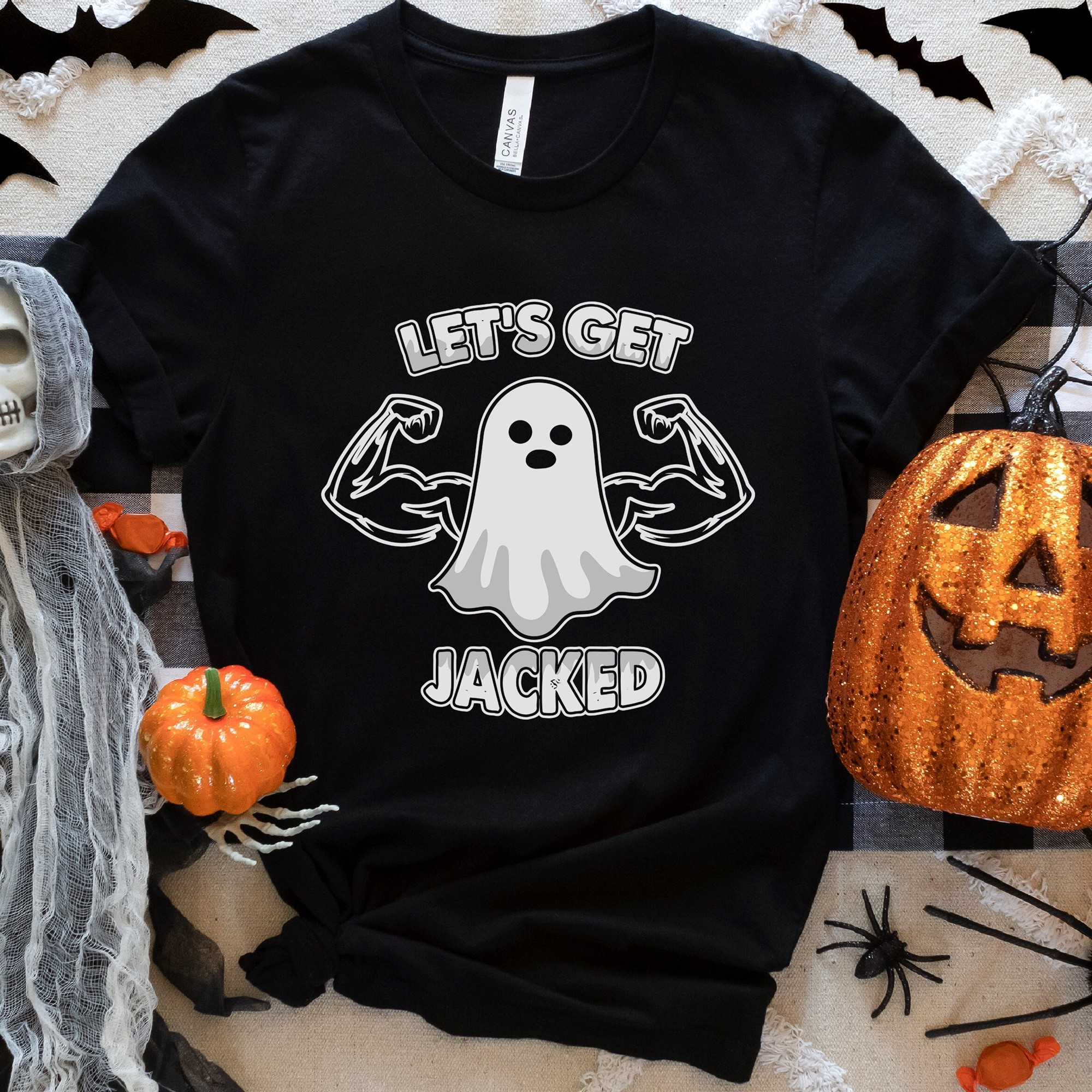 Lets Get Jacked Halloween T-shirt Funny Ghost Costume Graphic Tee For Men