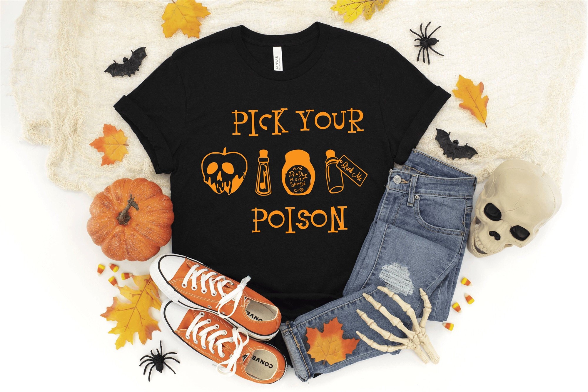 Pick Your Poison Halloween T-shirt Funny Party Matching Graphic Tee Gift