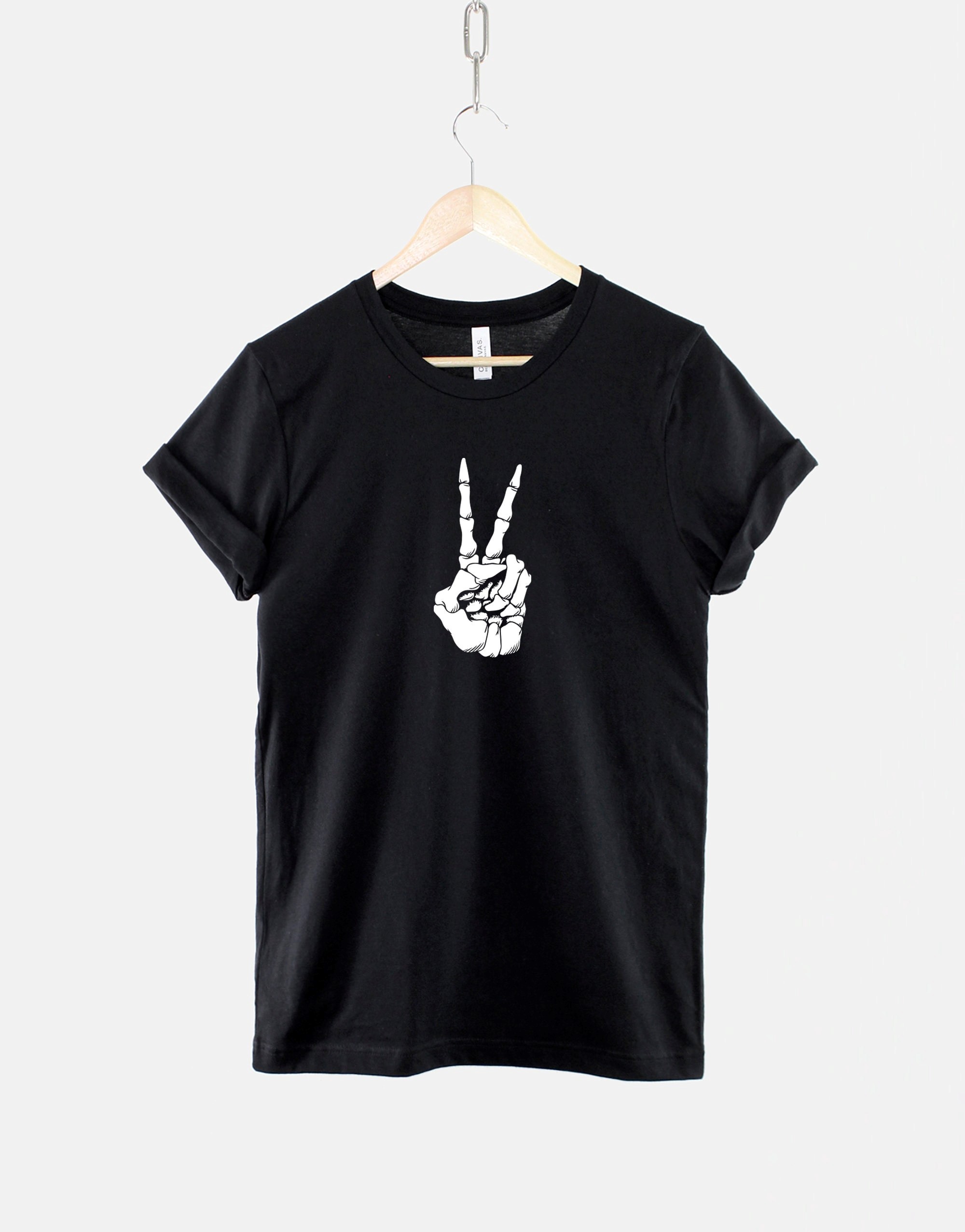 Skeleton Peace Hand Sign T-shirt Love Pastel Goth Graphic Tee