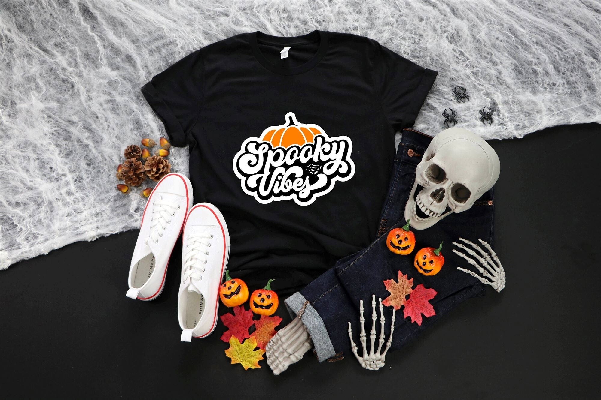 Spooky Vibes Halloween T-shirt Cute Pumpkin Graphic Tee Hello Pumpkin Top