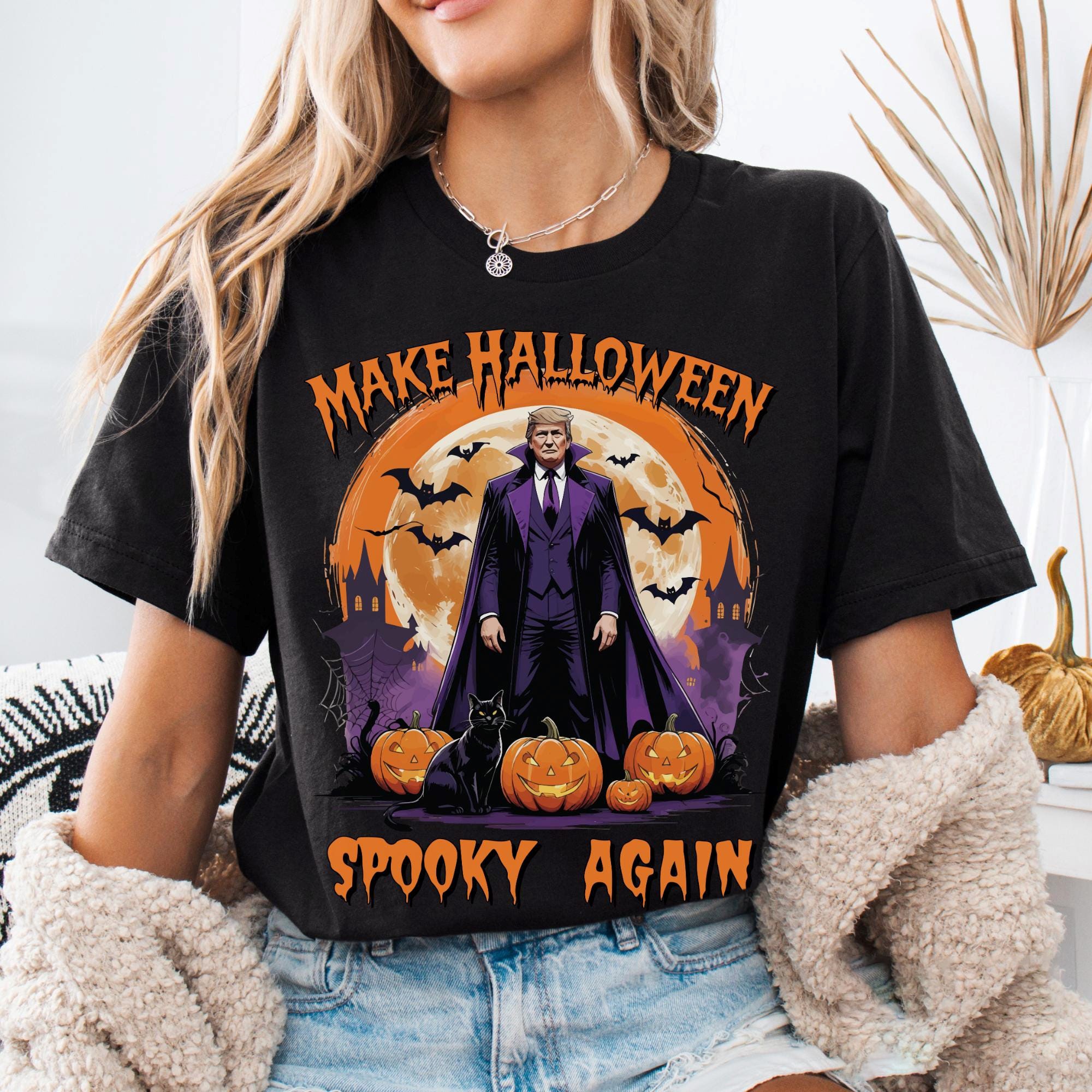 Trump Halloween T-shirt Make Halloween Spooky Again Funny Political Graphic Tee