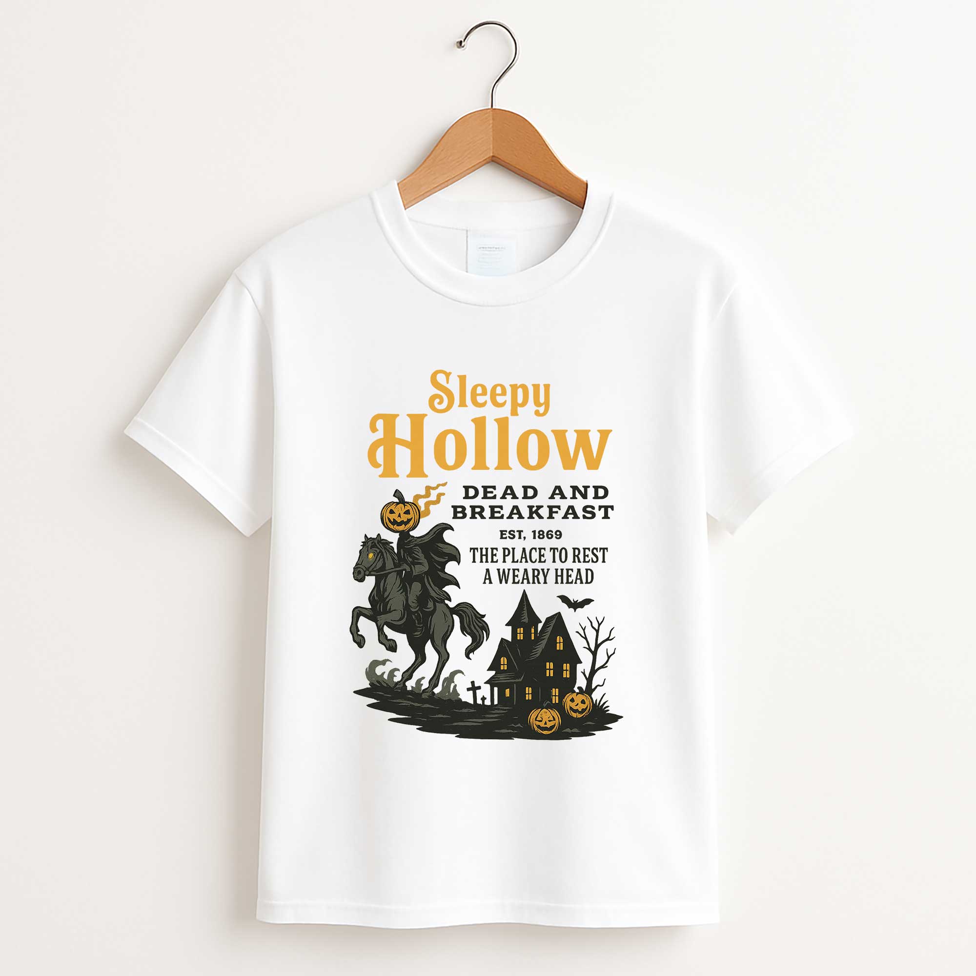 Vintage Sleepy Hollow T Shirt – Halloween Skeleton Pumpkin Graphic Tee