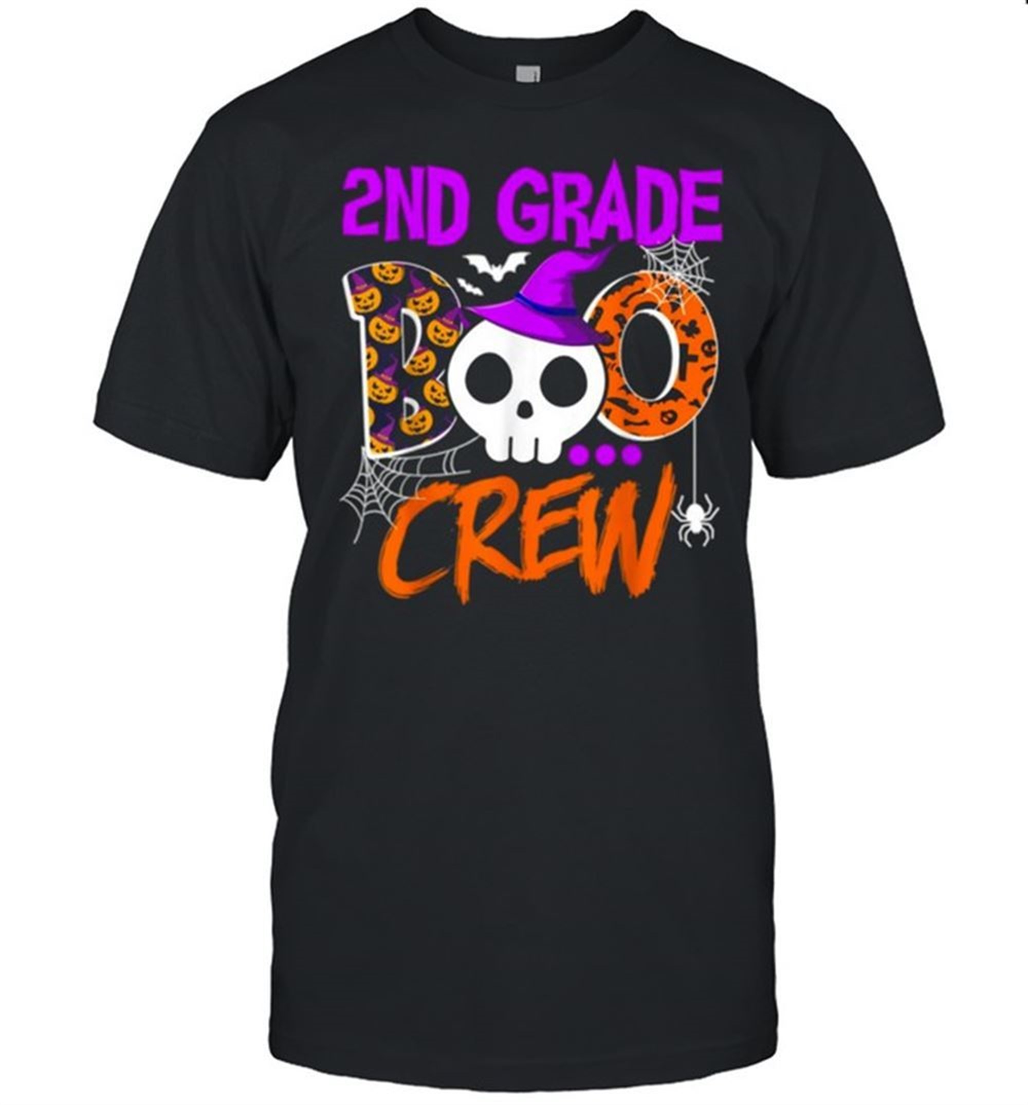 2nd Grade Boo Crew Funny Skull Halloween Vibes Shirt