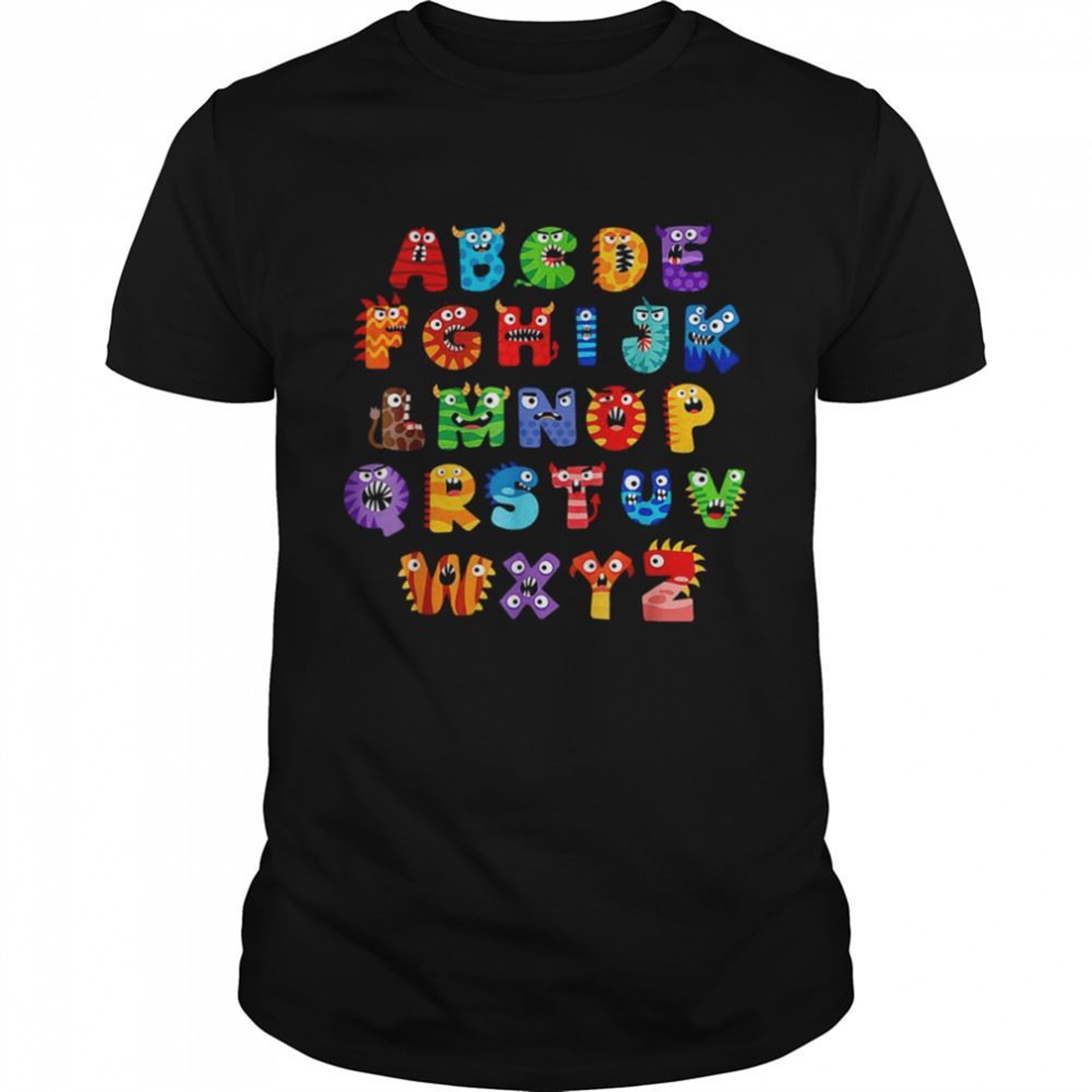 Abc Cute Monster Alphabet Funny Halloween Teacher T-shirt