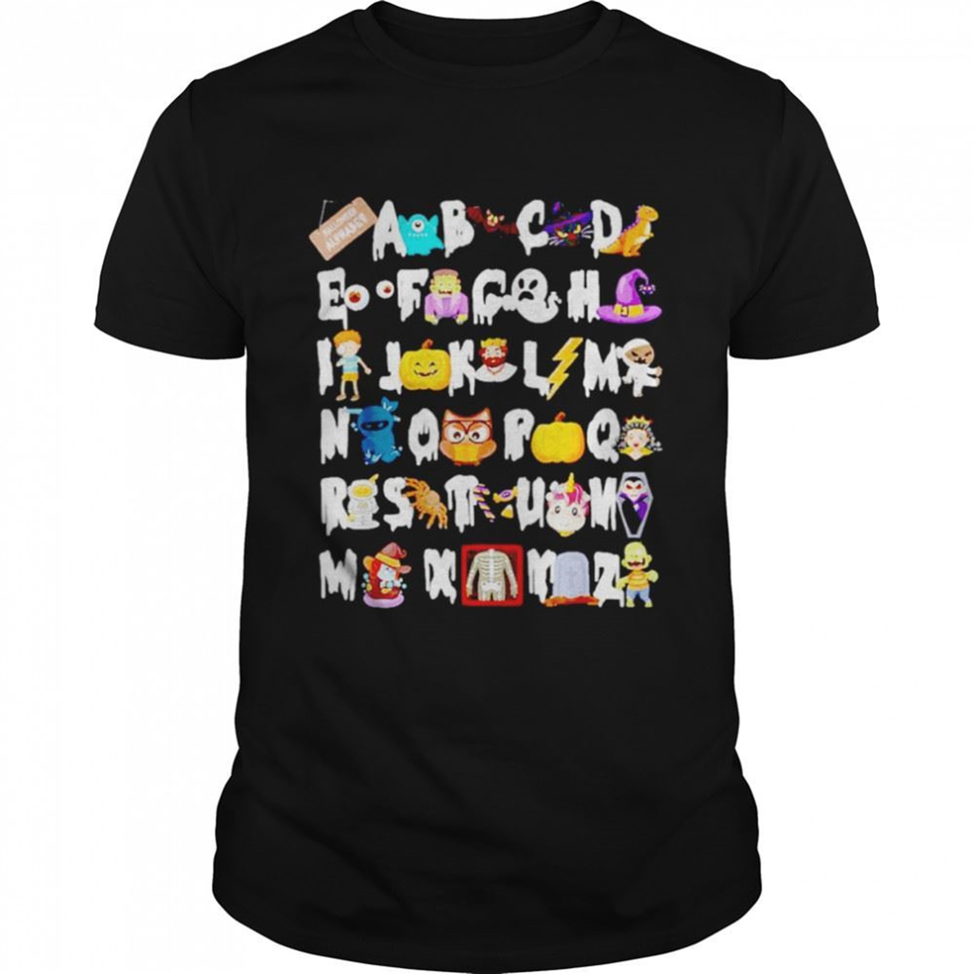 Abcd Learning Kindergarten Teacher Funny Halloween Alphabet Shirt