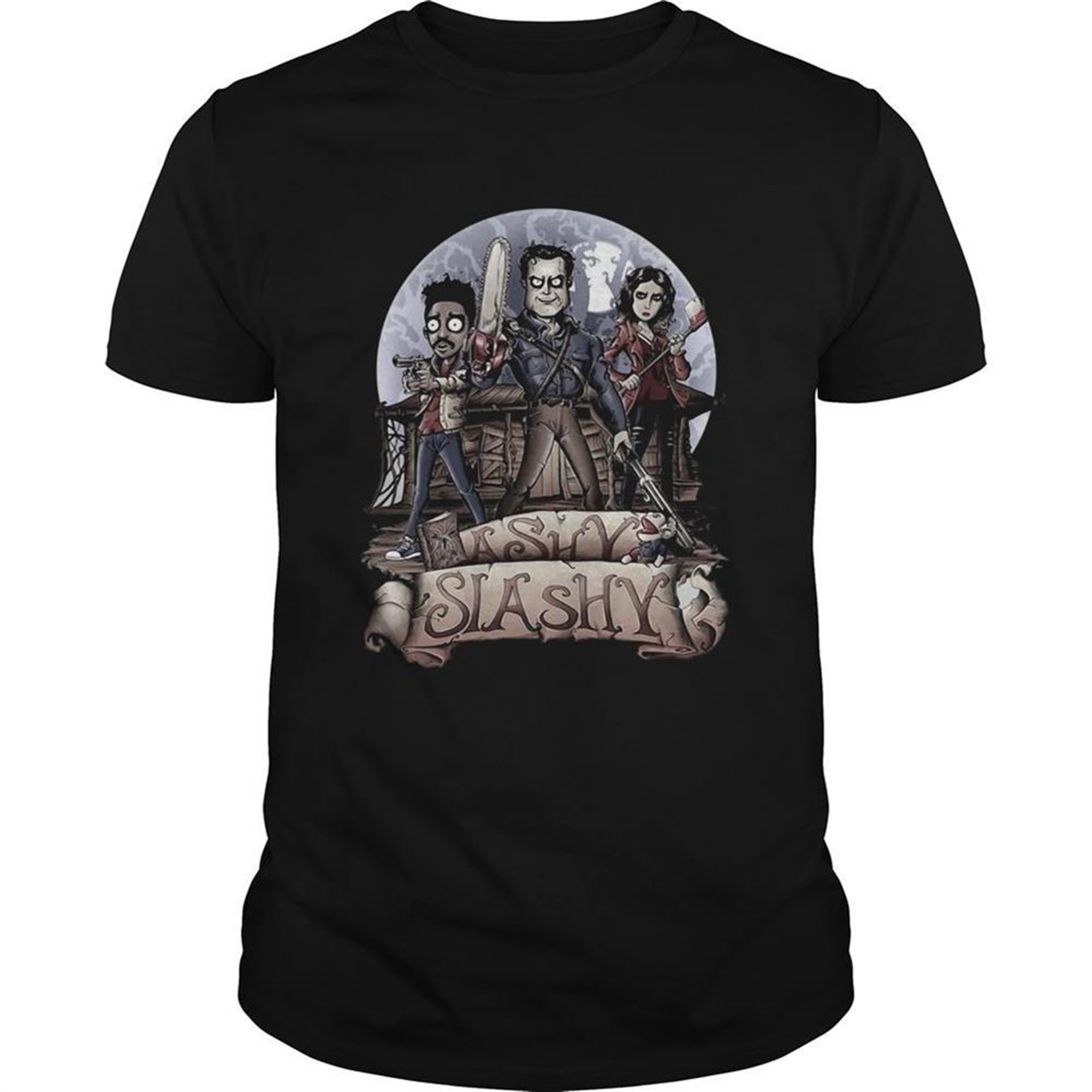 Ashy Siashy Wood House Lady And Man Moonlight Halloween Shirt