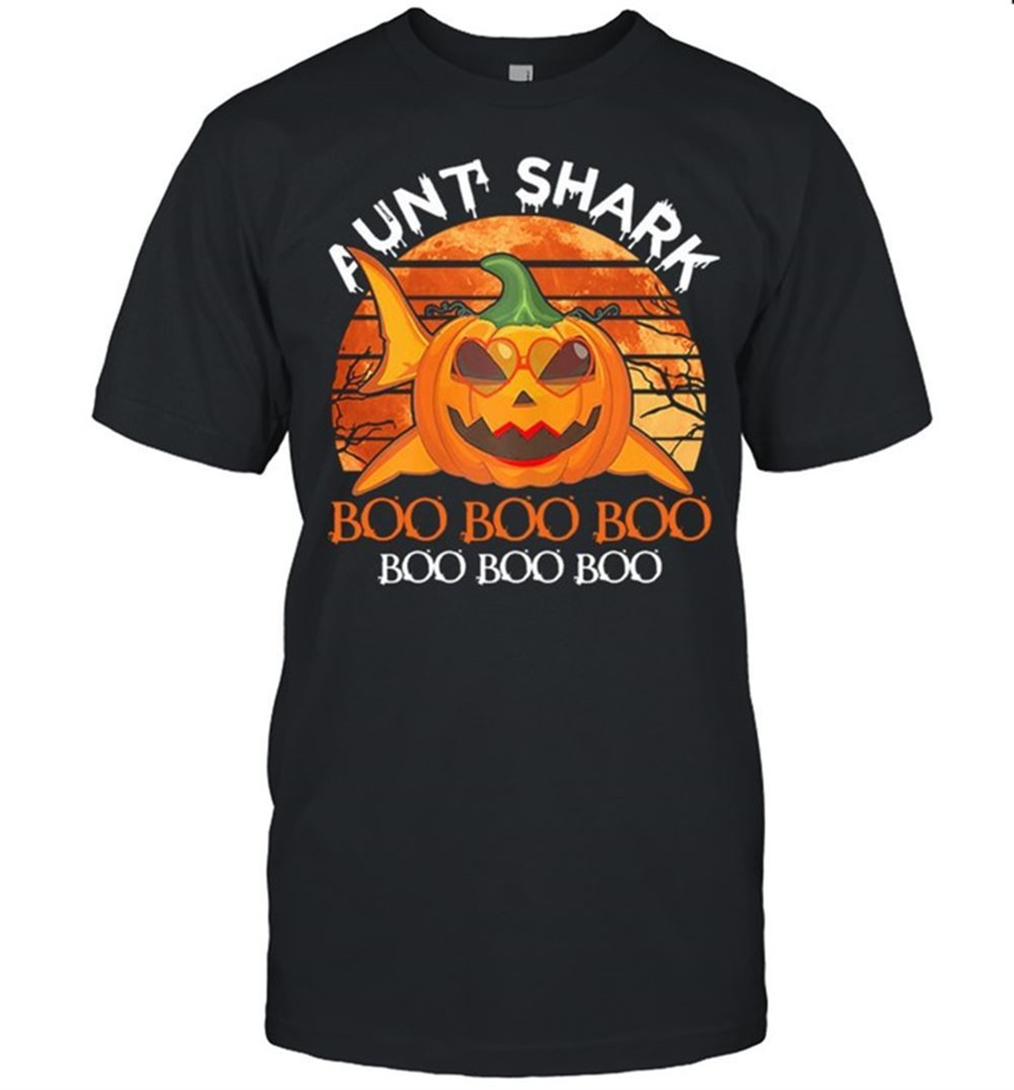 Aunt Shark Pumpkin Boo Boo Boo Halloween Vintage Shirt