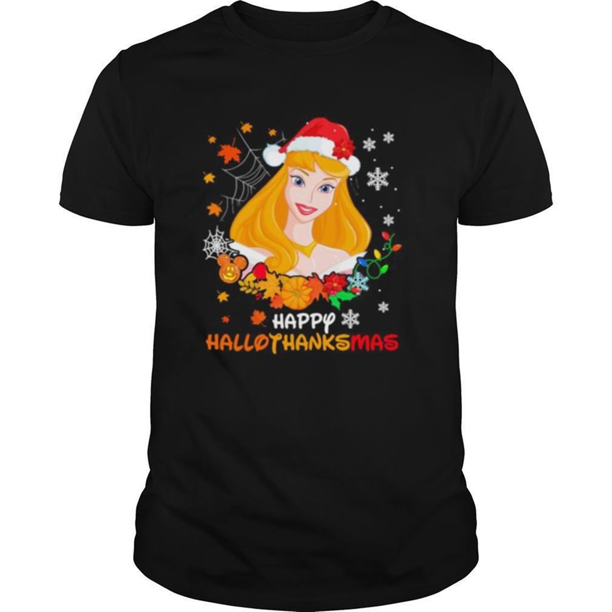 Aurora Happy Hallothanksmas Halloween Thanksgiving Christmas Shirt
