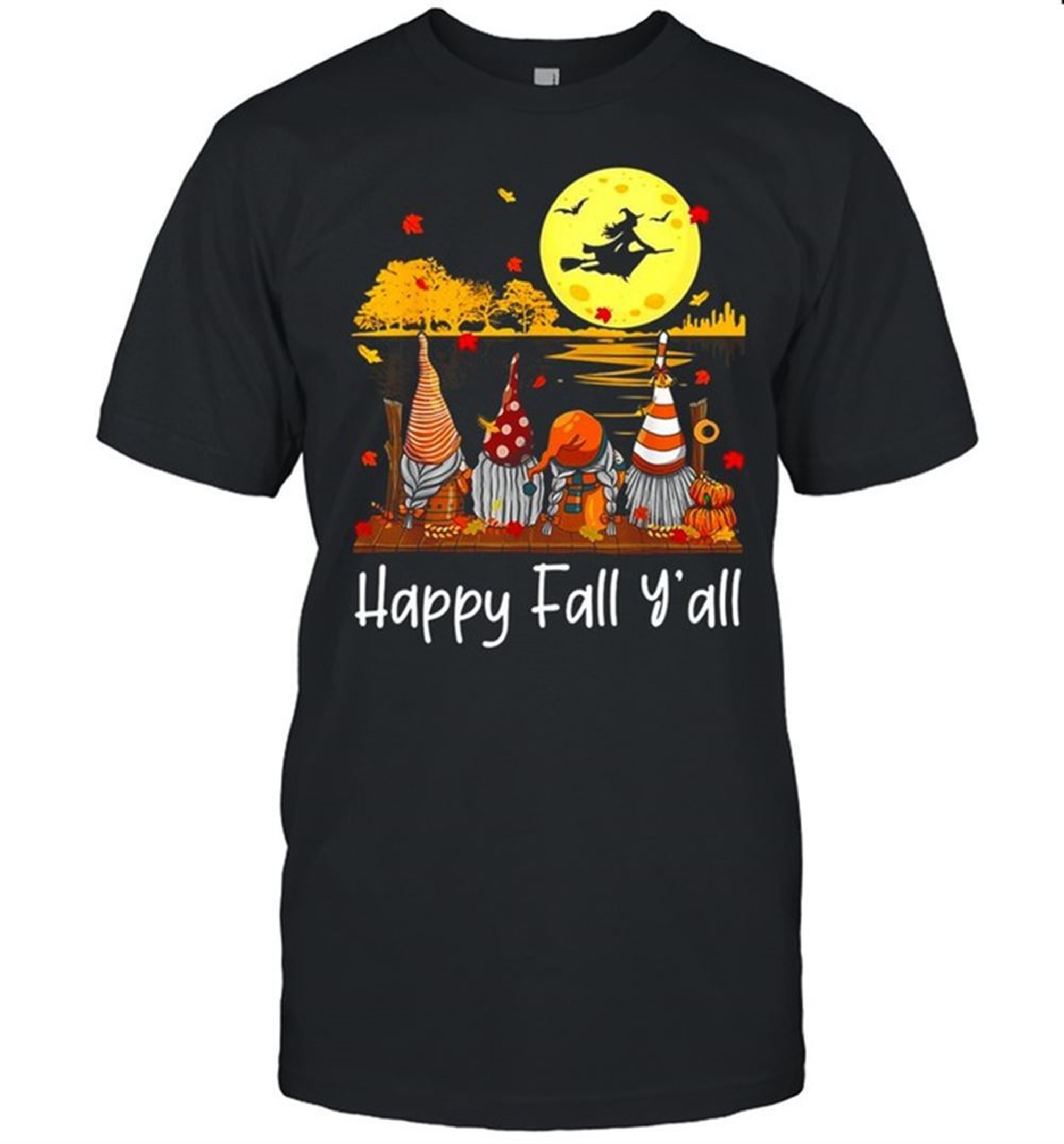 Autumn Gnomes Halloween Happy Fall Yall Gnome Friend Pumpkin T-shirt
