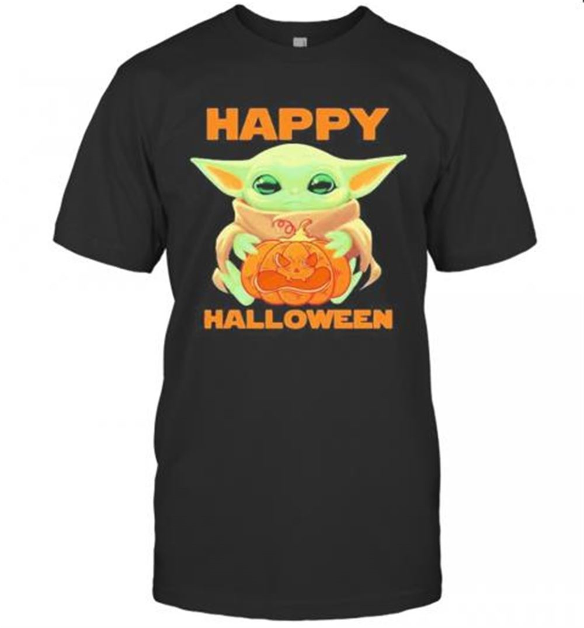 Baby Yoda Hug Pumpkin Happy Halloween T-shirt