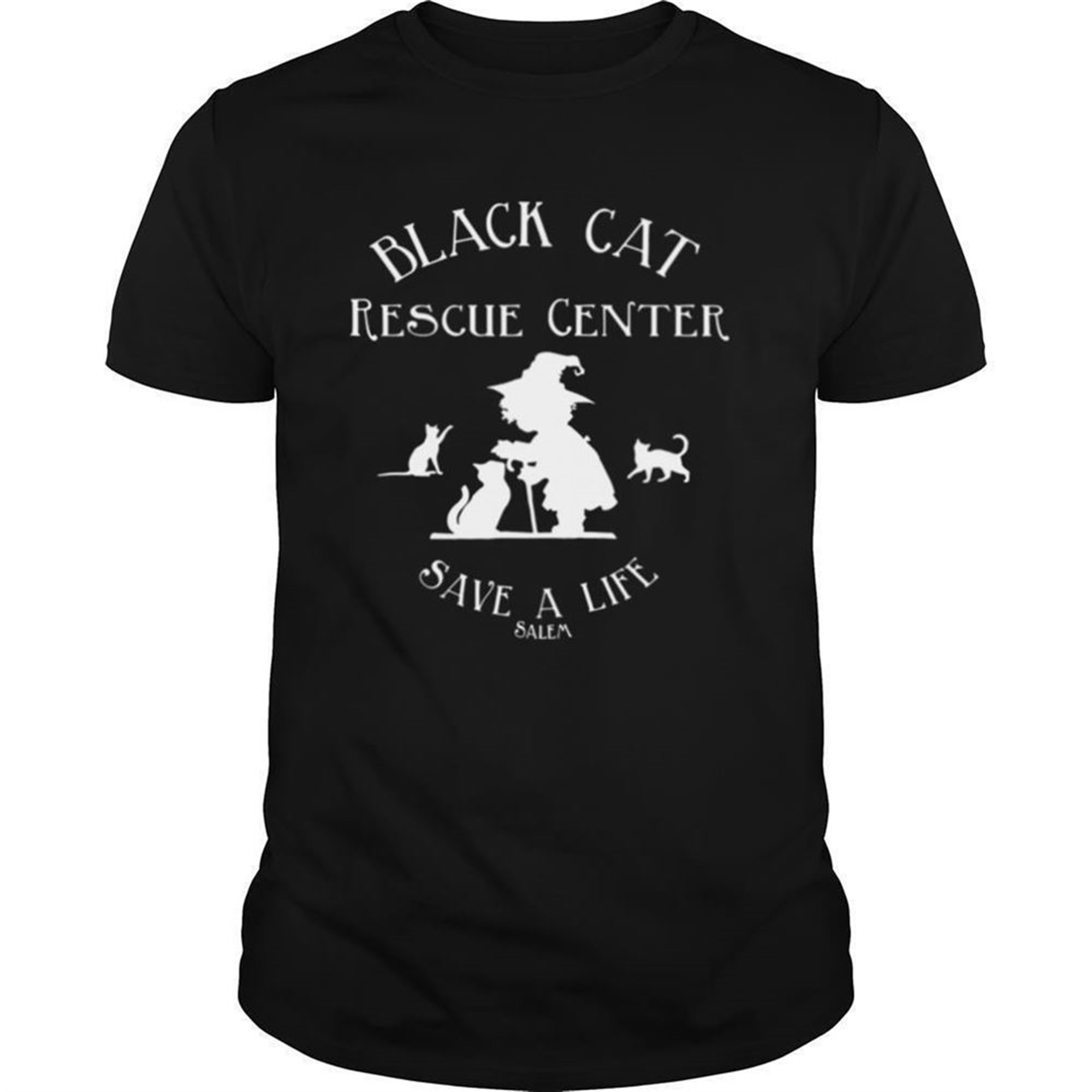 Black Cat Rescue Center Save A Life Salem Witch Halloween Shirt