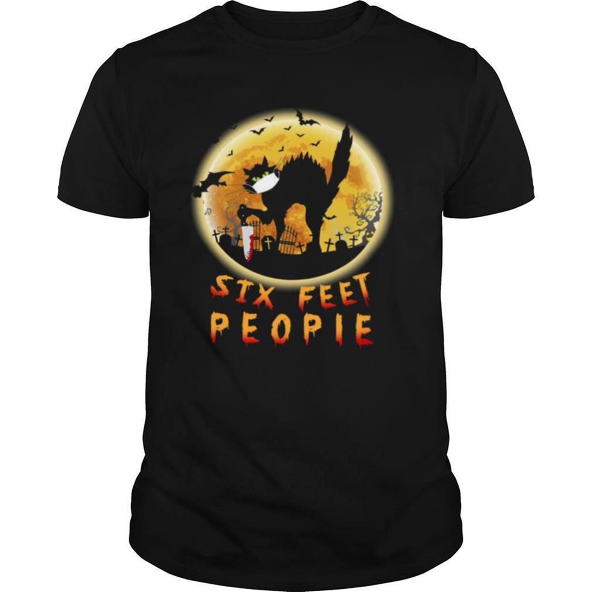 Black Cat Six Feet People Horror Halloween Shirt