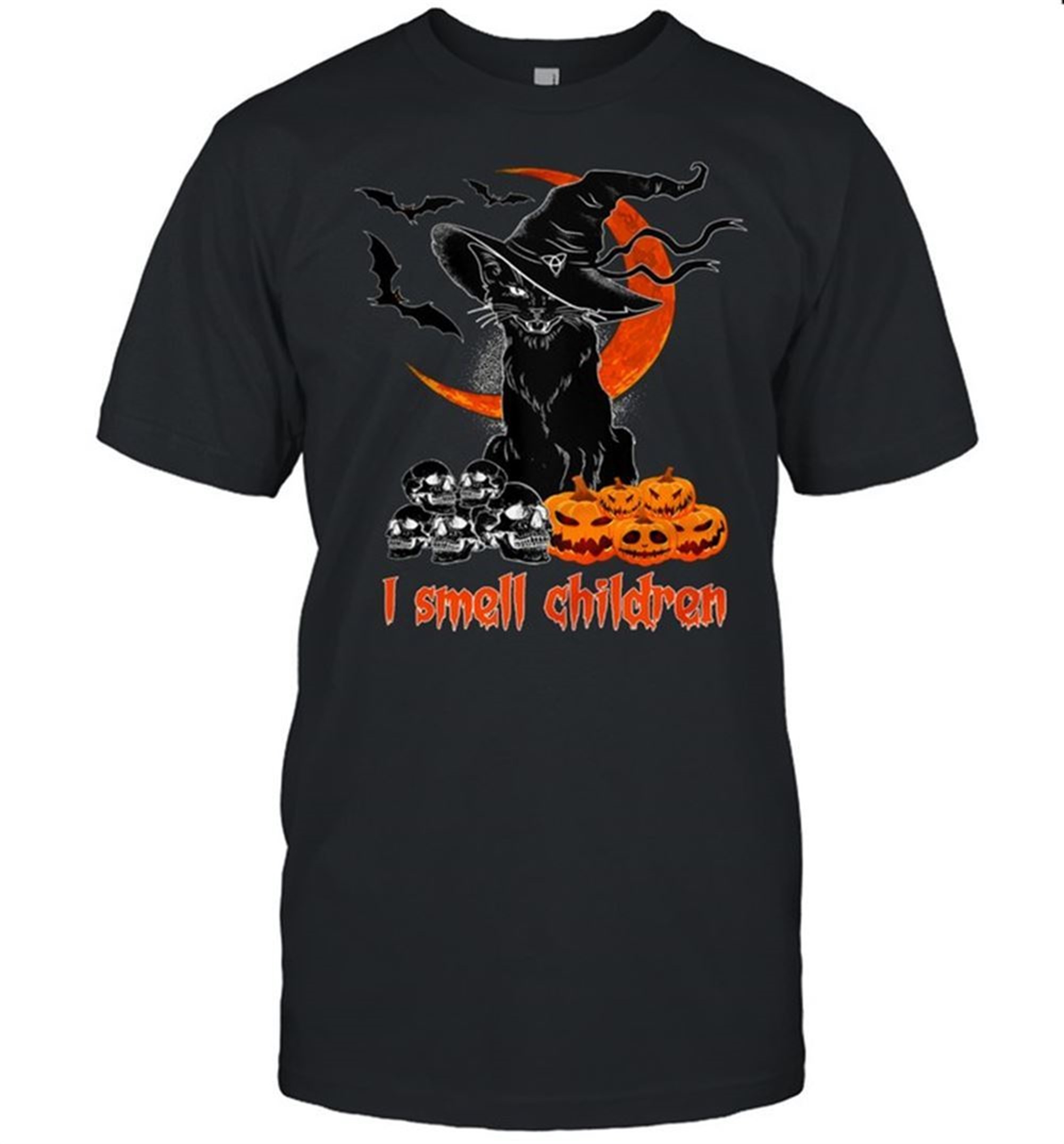 Black Cat Witch I Smell Children Pumpkin Halloween Shirt