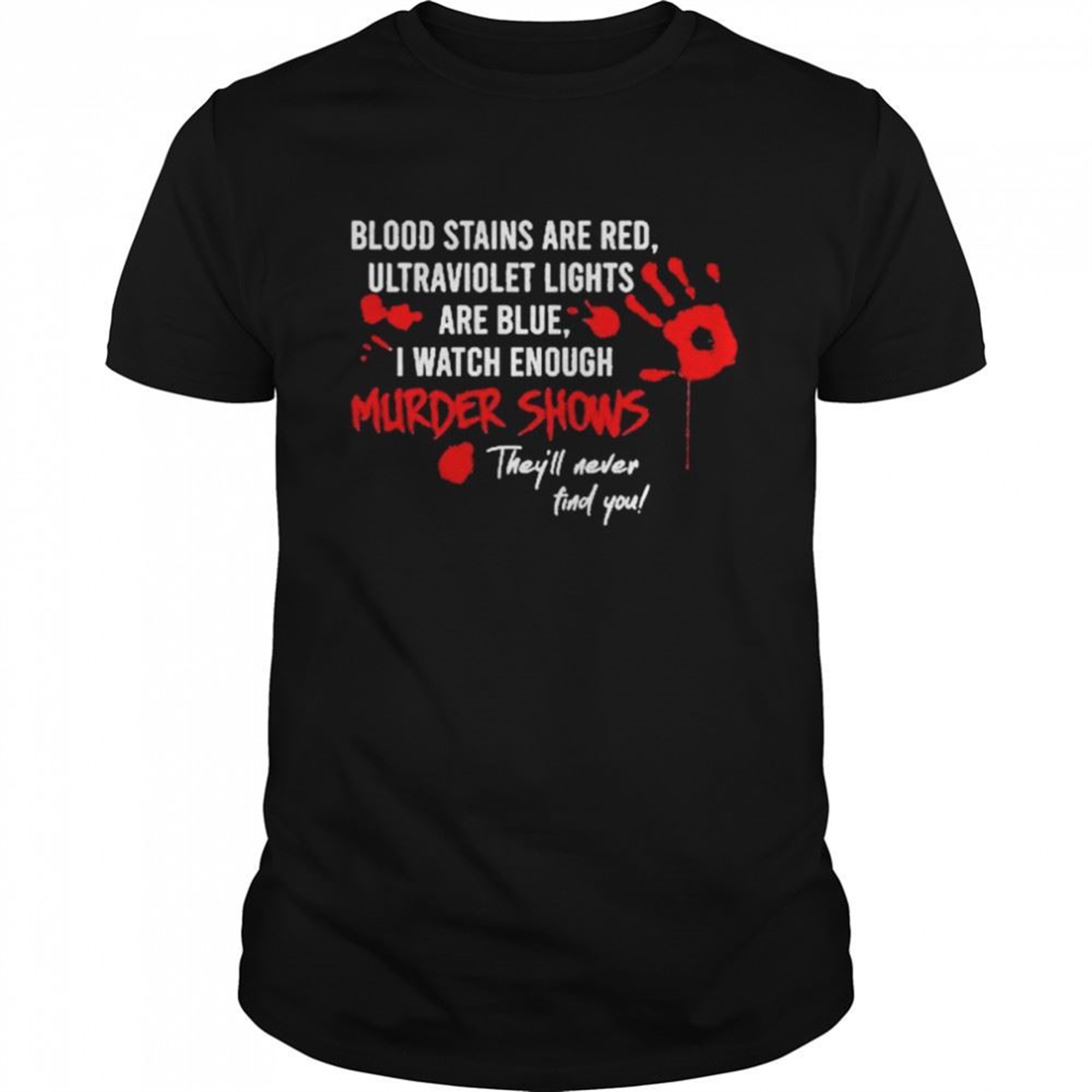 Blood Stains Are Red Ultraviolet Lights Are Blue Halloween T-shirt