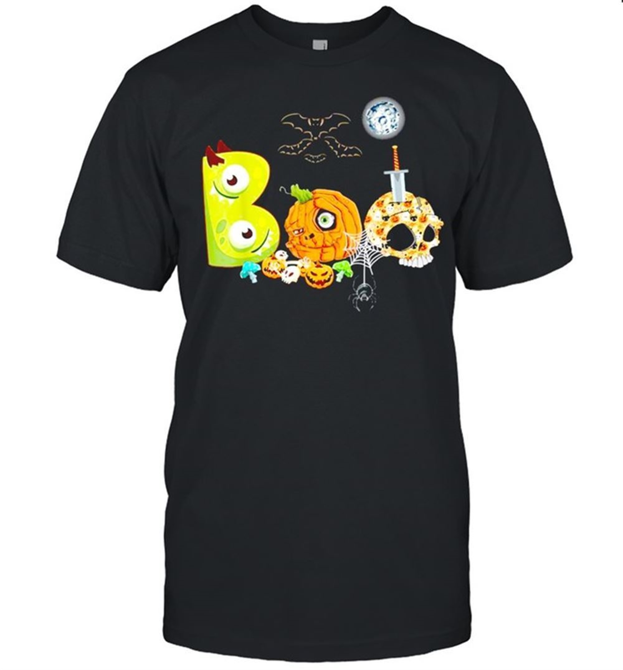 Boo With Spiders And Witch Hat Skull Halloween Costume Shirt