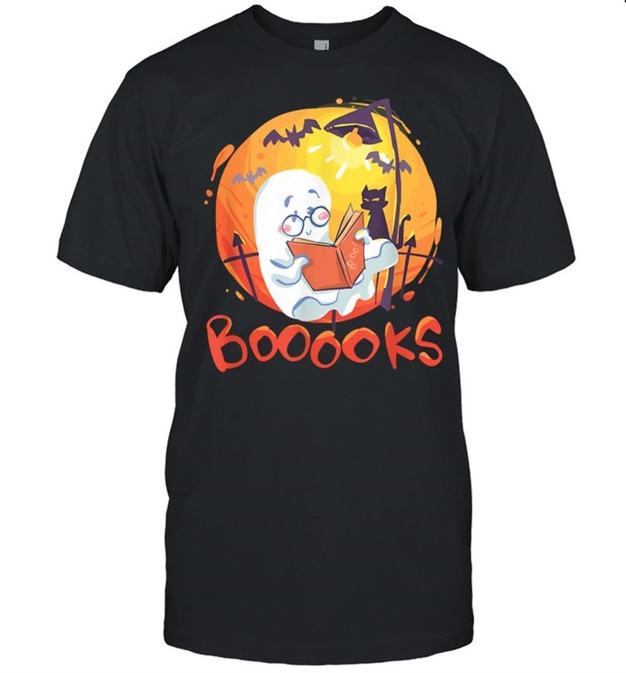 Booooks Ghost Halloween Book Lover Library Reading Shirt