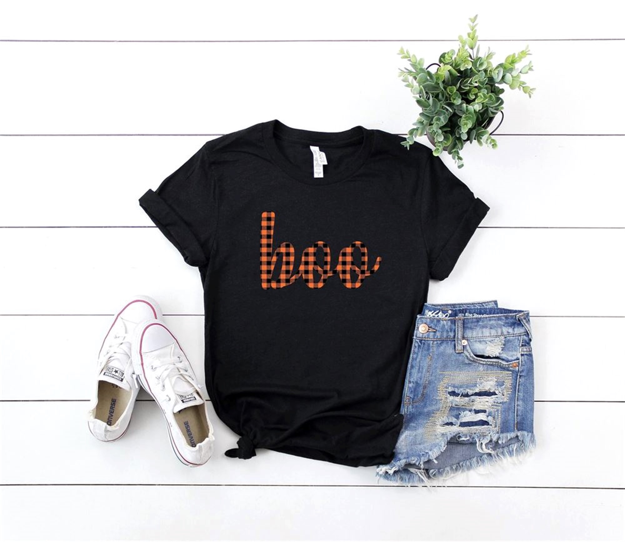 Bufalo Plaid Halloween Shirt Fall Tshirt Halloween Shirt Buffalo Plaid Shirt Boo Shirt Womens Boo Shirt Buffalo Plaid Tee