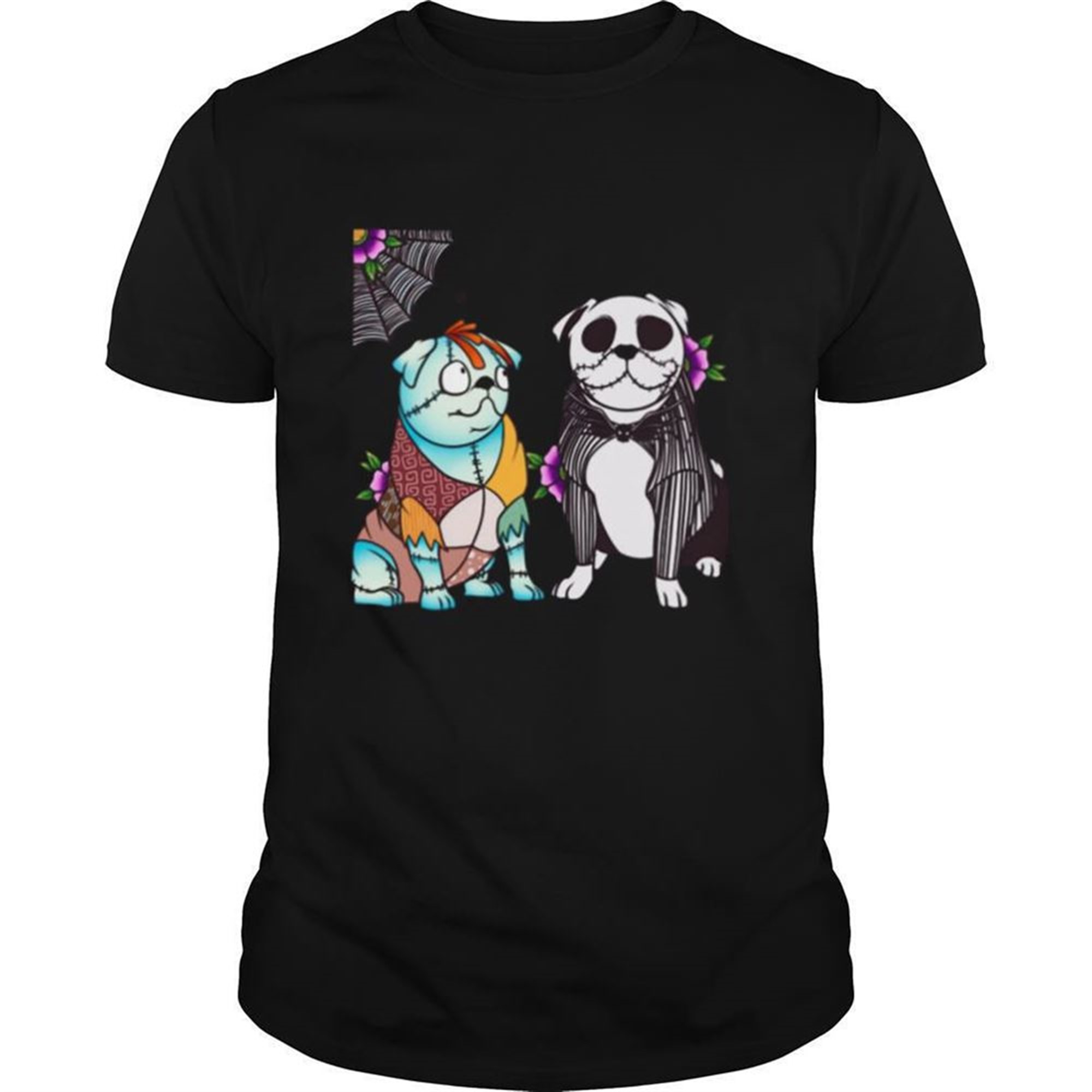 Bulldog Sally And Jack Skellington Halloween Shirt