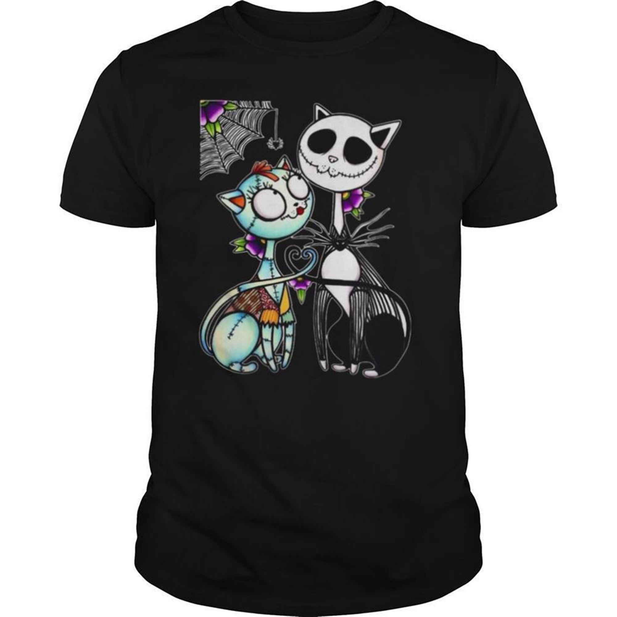 Cat Jack Skellington And Sally Happy Halloween Shirt