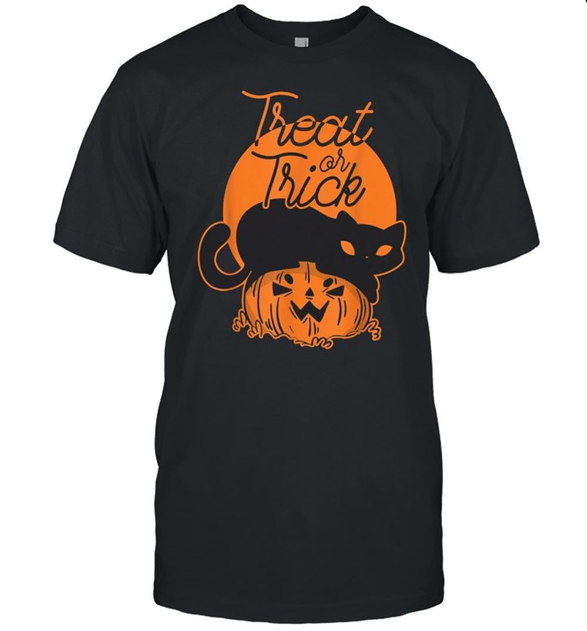 Cat Pumpkin Treat Or Trick Halloween Shirt