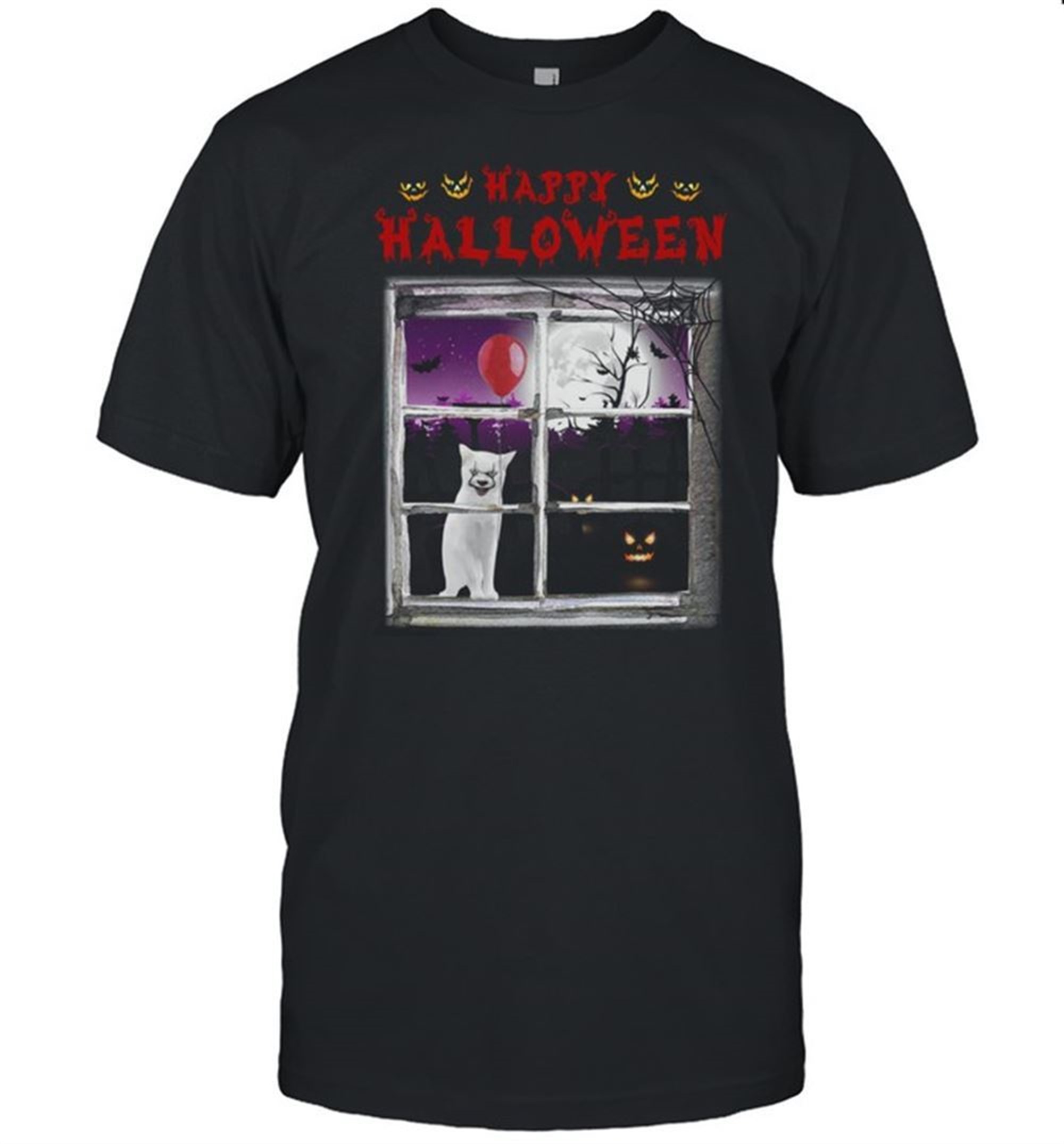 Cat Sit Next To Window Happy Halloween Shirt