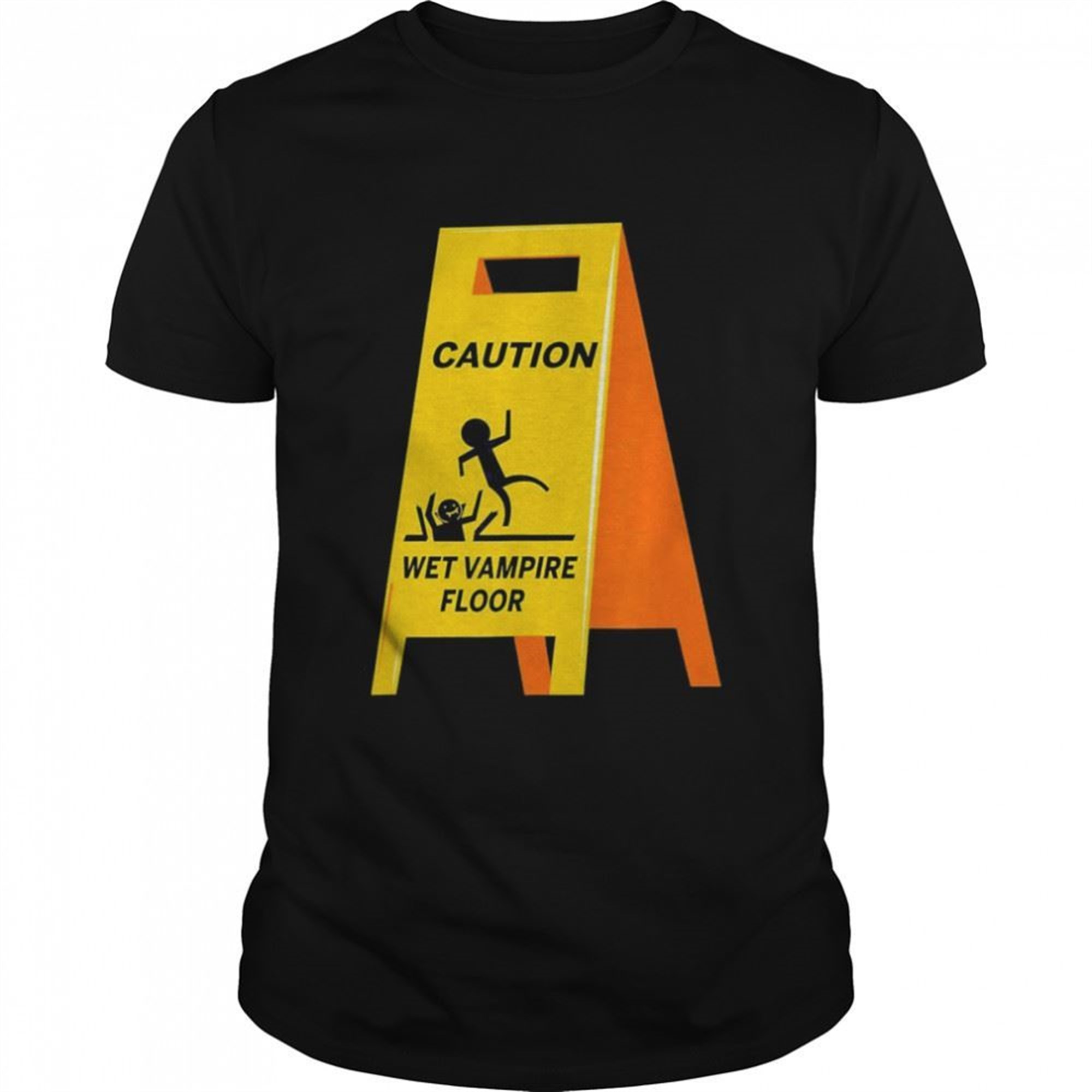 Caution Vampire Wet Floor Ironic Dark Humor Halloween T-shirt