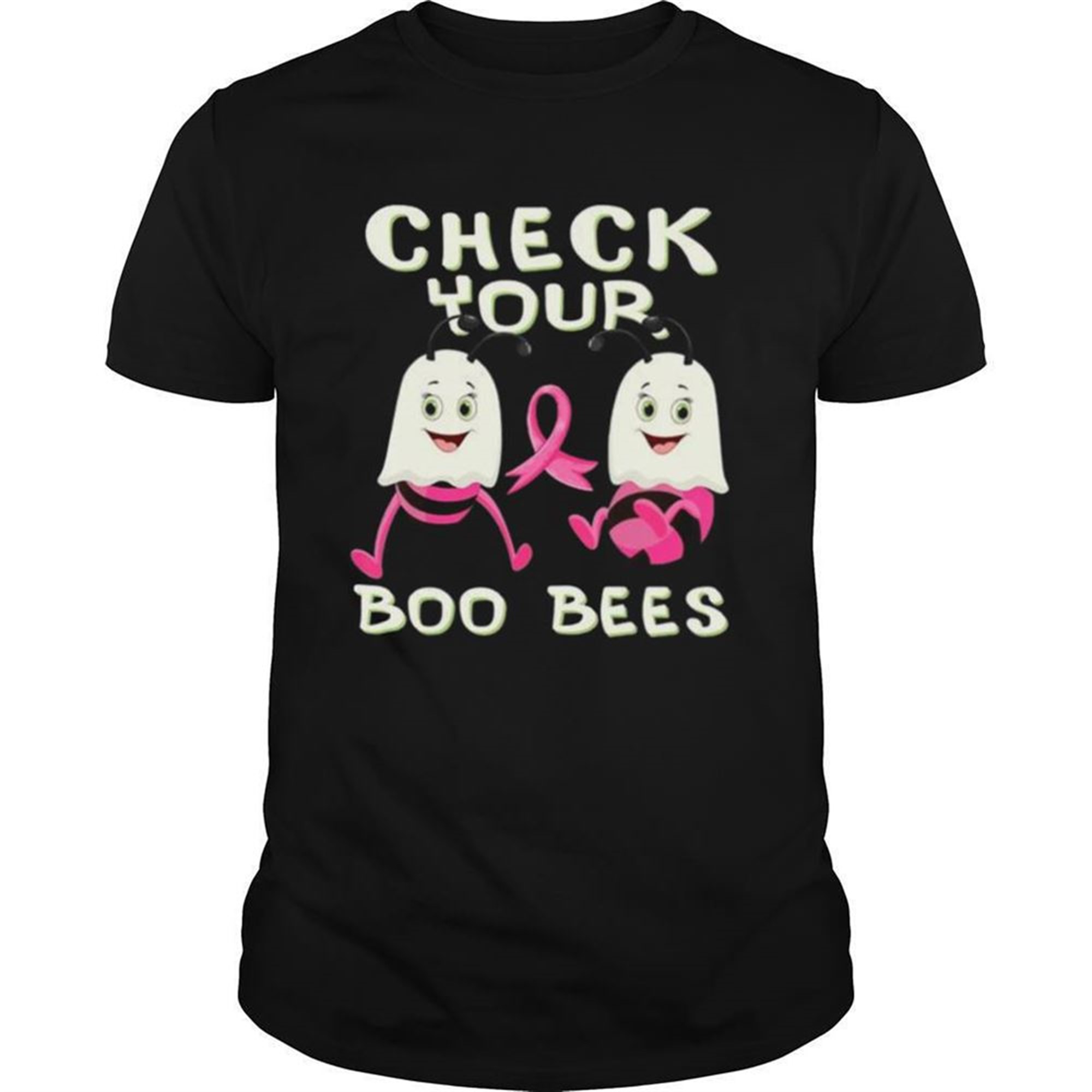 Check Your Boo Bees Breast Cancer Ghost Halloween Ribon Fun Shirt