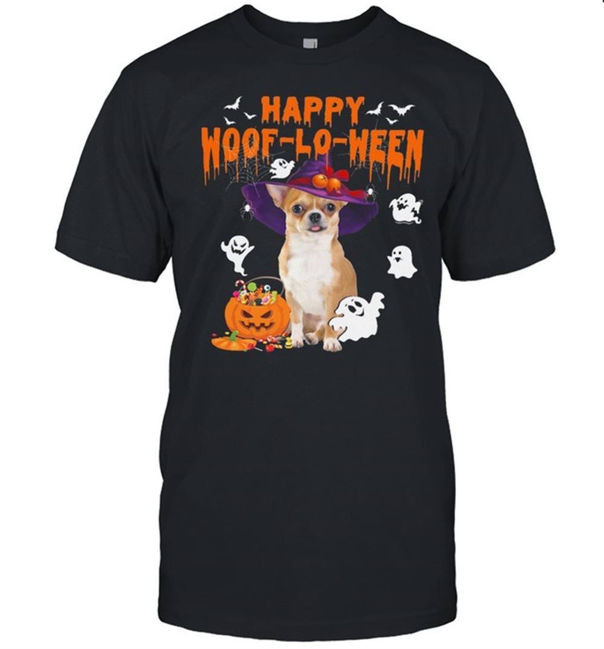 Chihuahua Witch Happy Woof Lo Ween Halloween Shirt