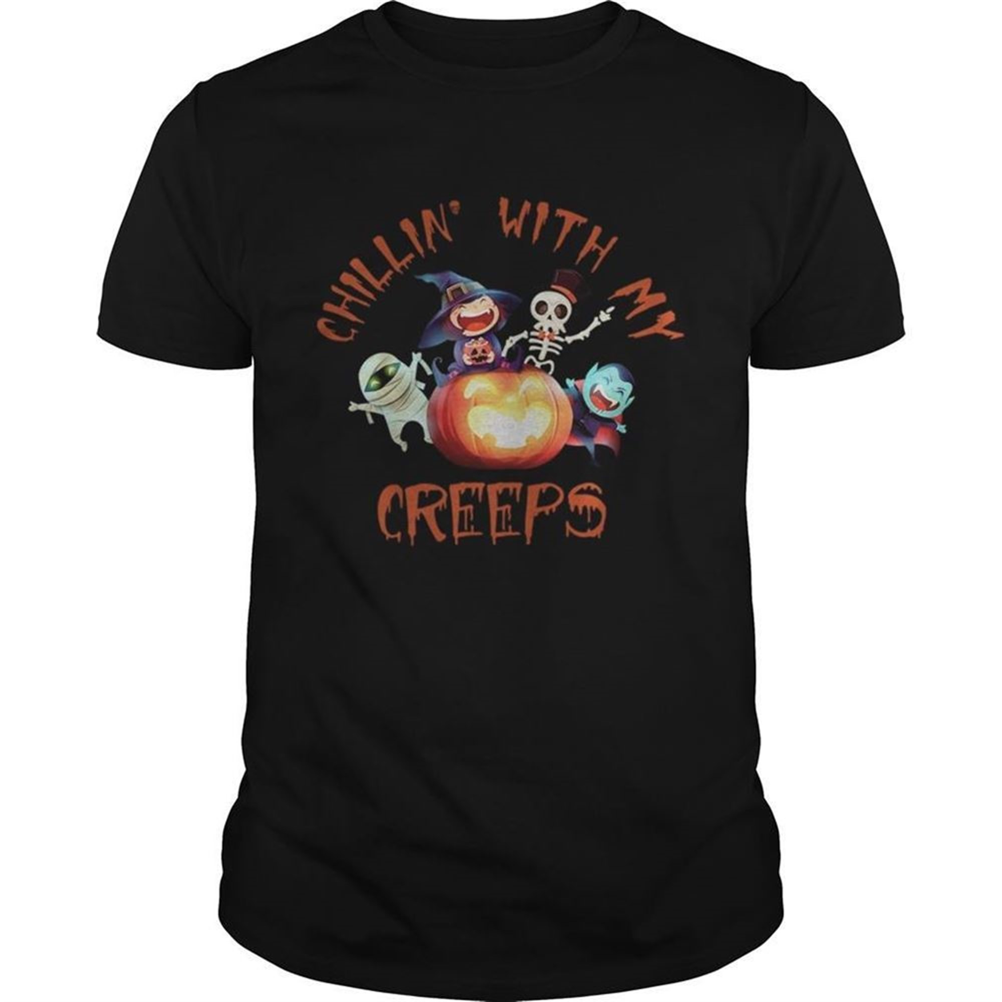 Chillin With My Creeps Funny Halloween Costume Gift Tshirt