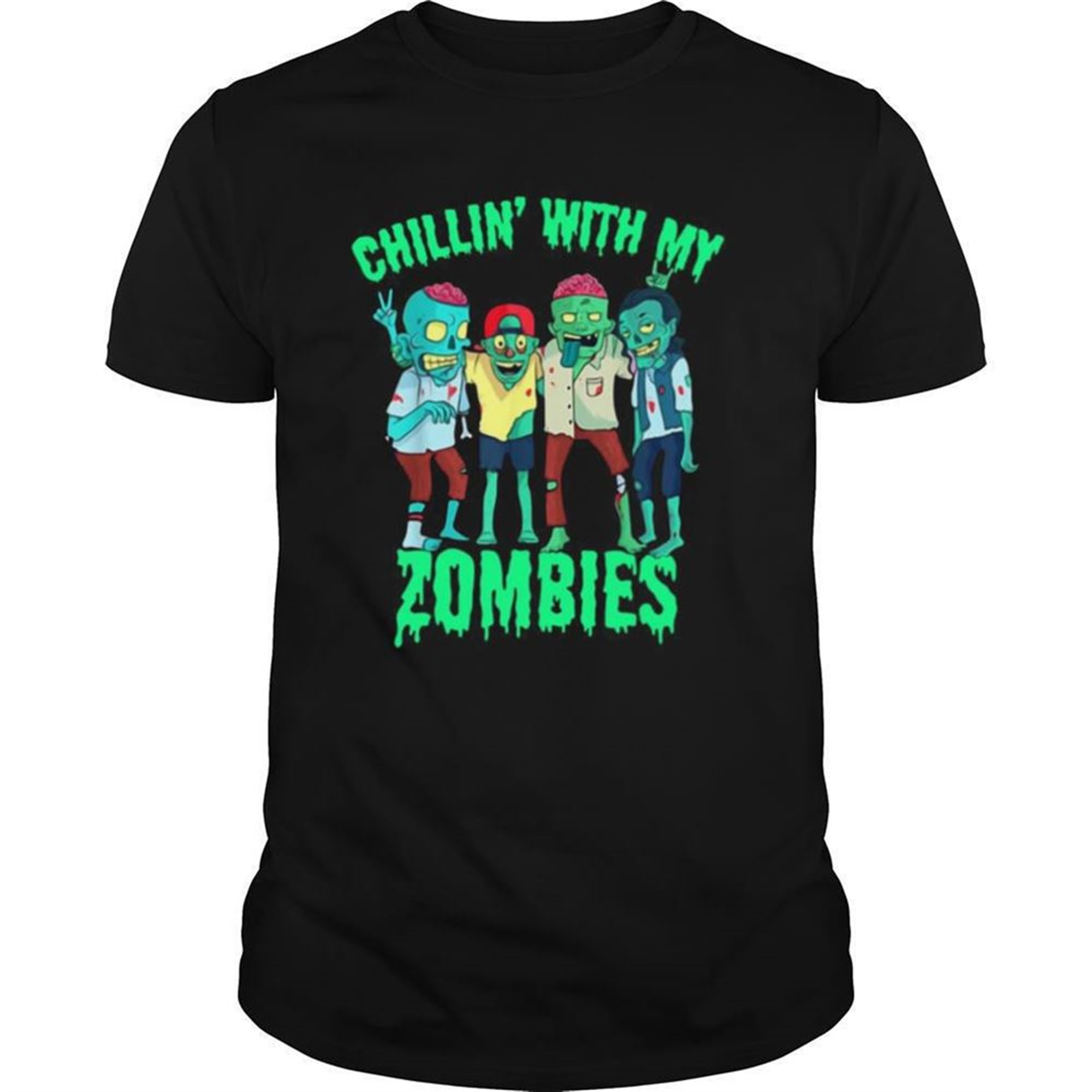 Chillin With My Zombies Halloween Boys Kids Zombie Shirt