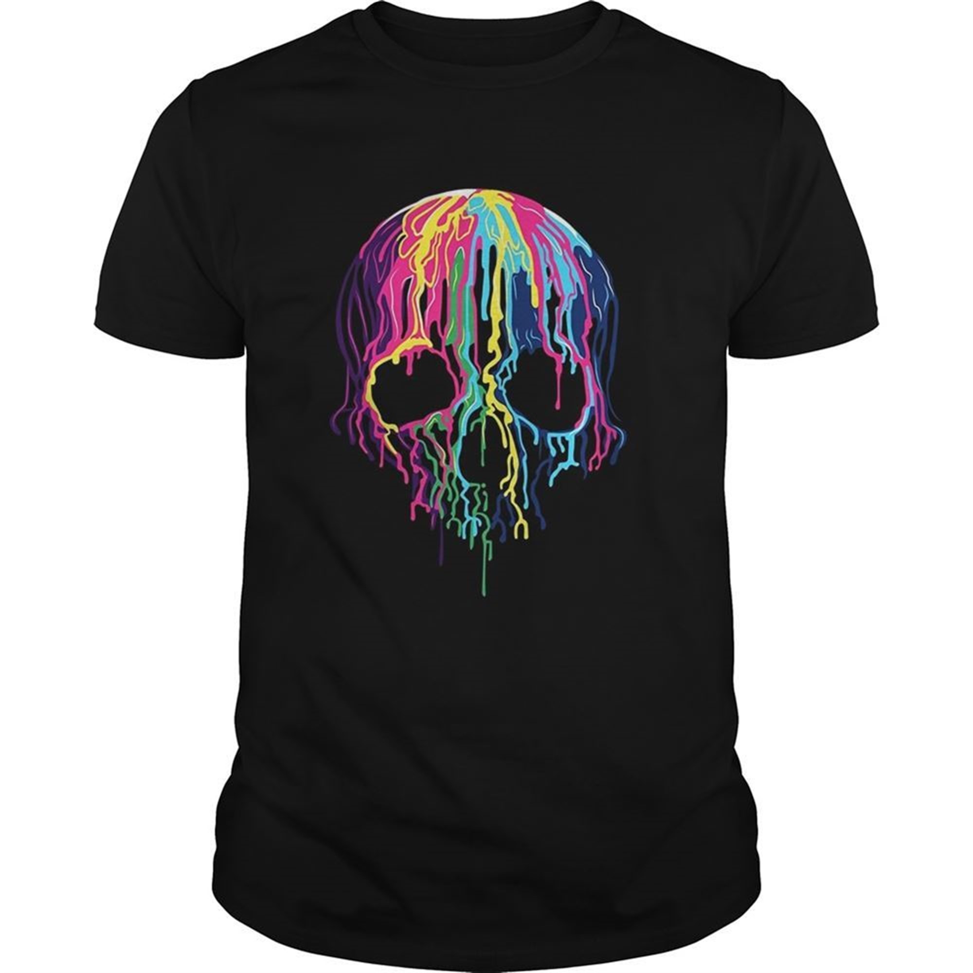 Colorful Melting Skull Art Graphic Halloween Tshirt