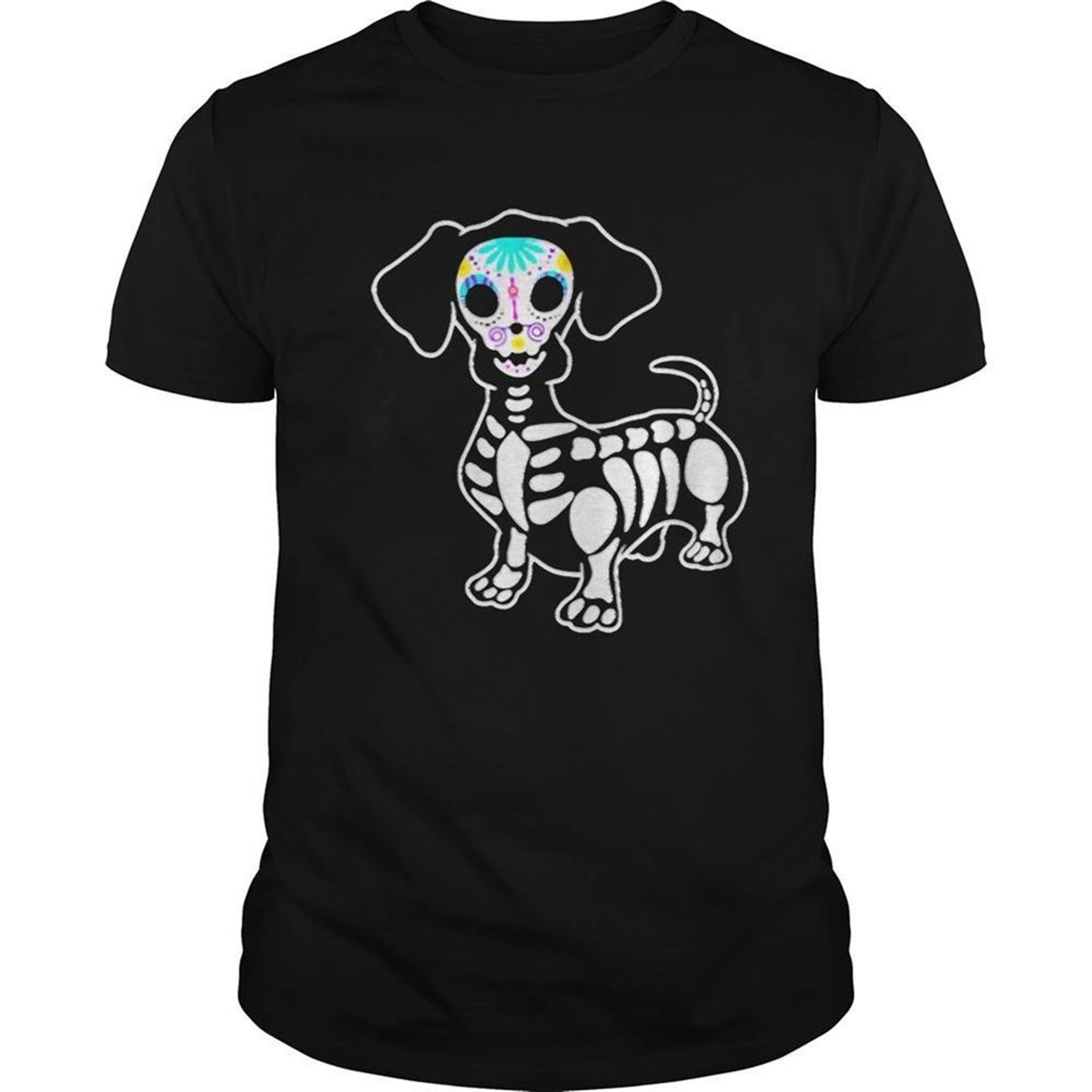 Dachshund Skeleton Pumpkin Happy Halloween Tshirt